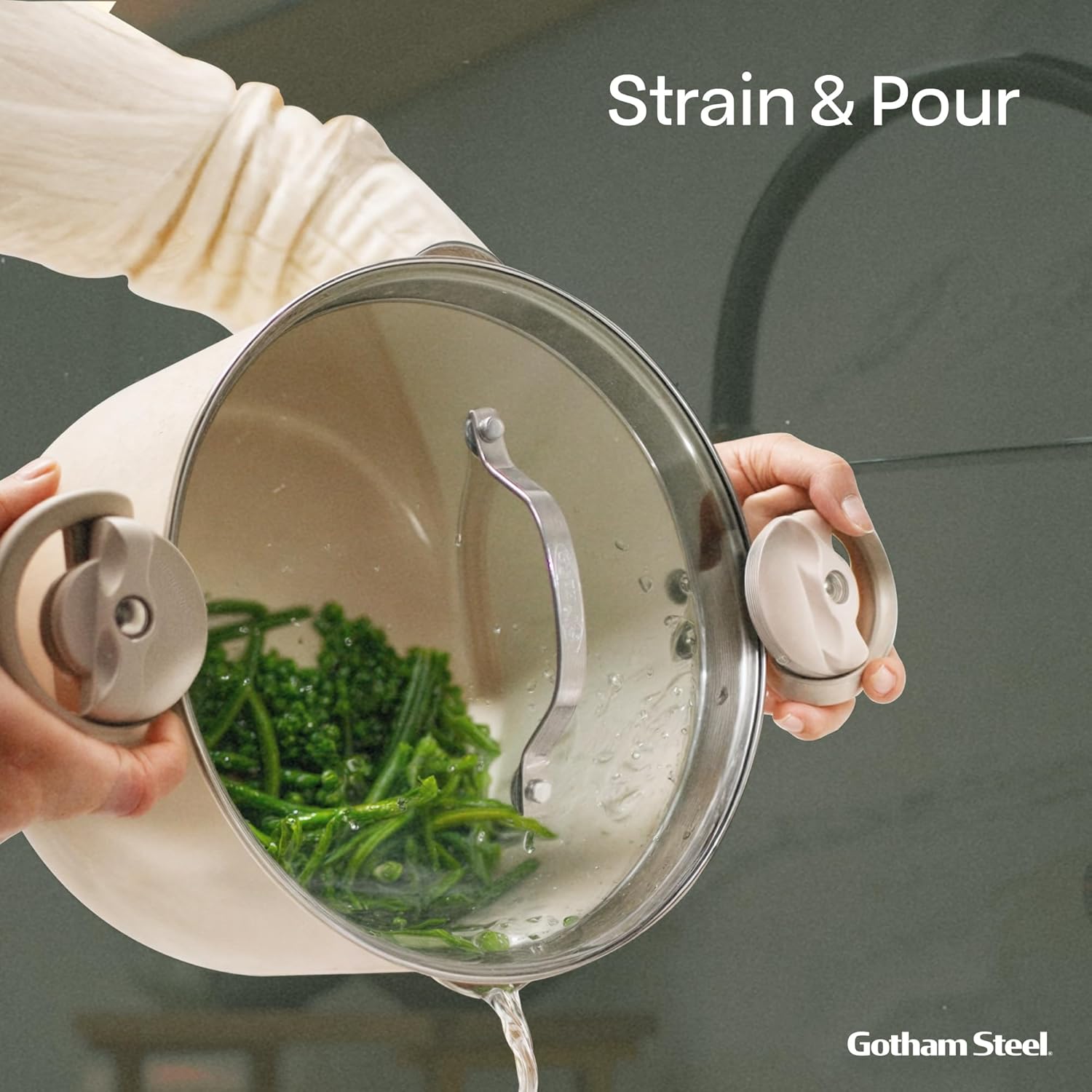 Nonstick Stock Pot With Strainer Lid Quick Cleanup and Eco-Friendly Cooking