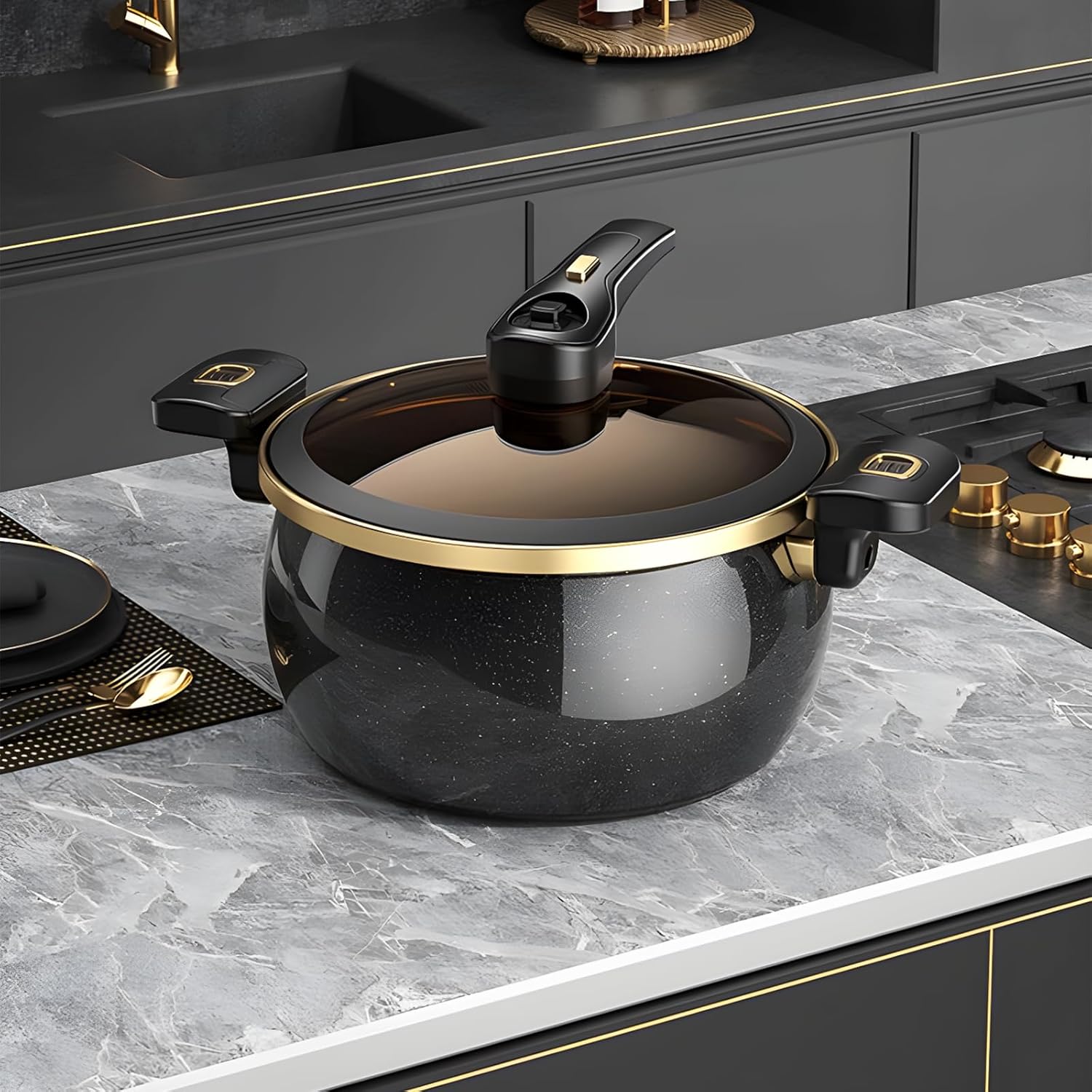 HC Nontouch Nonstick Ceramic Stockpot Black