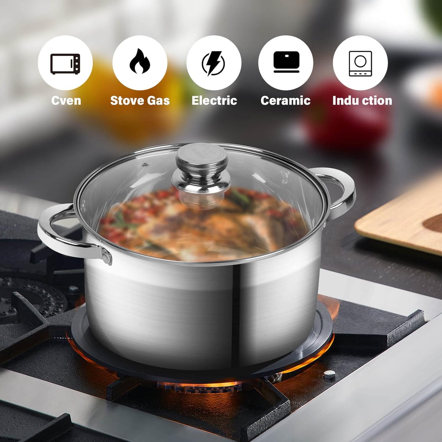 Stainless Steel 10 Quart Stockpot Durable Multifunctional Cooking Pot