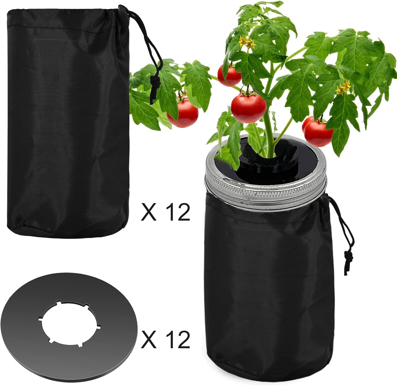 Emsiok 12-Piece Hydroponic Lids Set with Blackout Sleeves