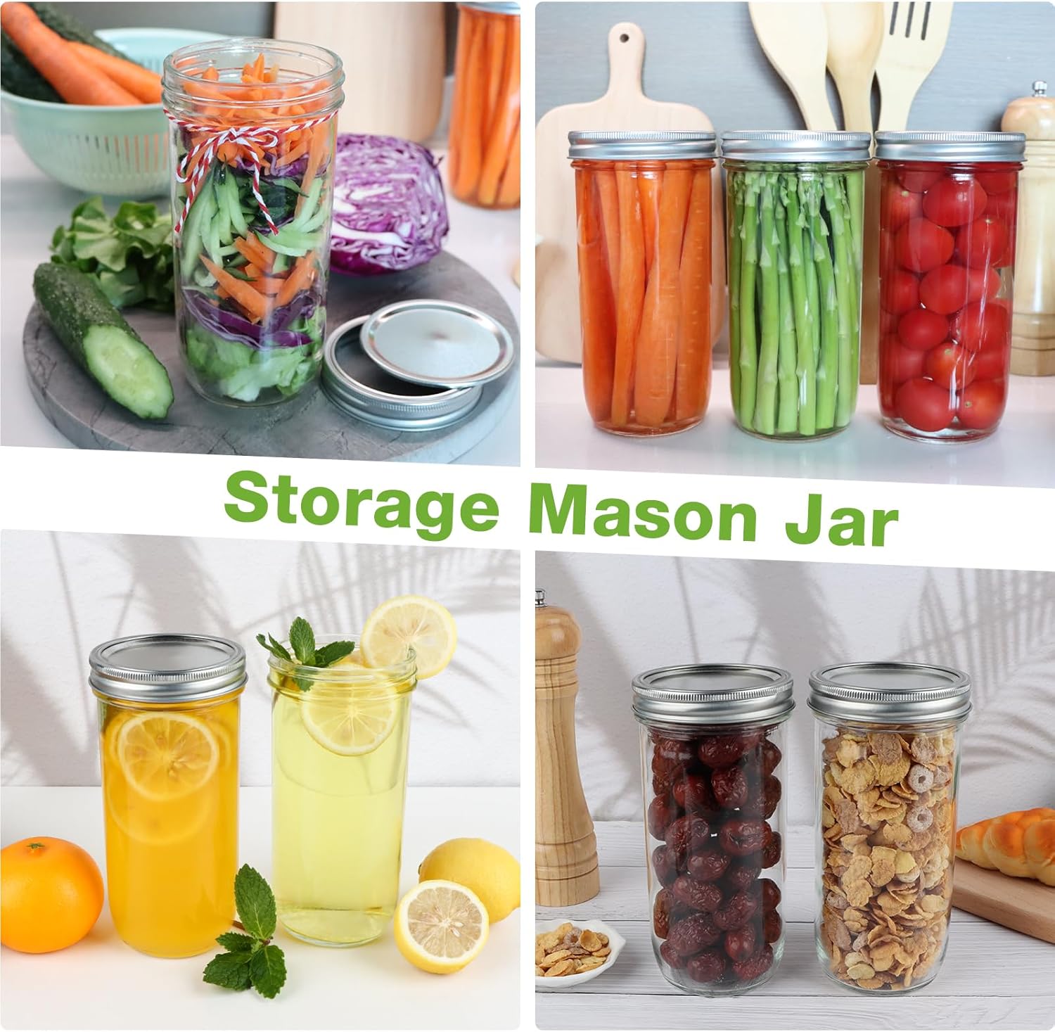 24 oz Mason Jars 6-Pack Canning Fermenting Jar Set