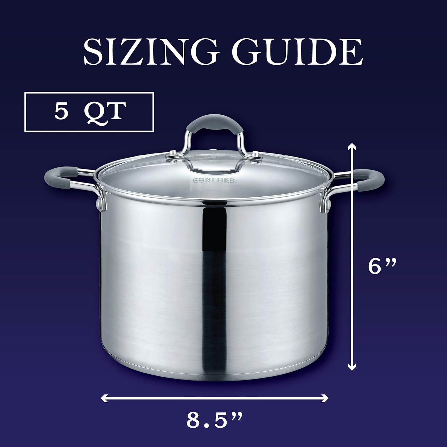 Concord 5 QT Stainless Steel Stock Pot with Glass Lid