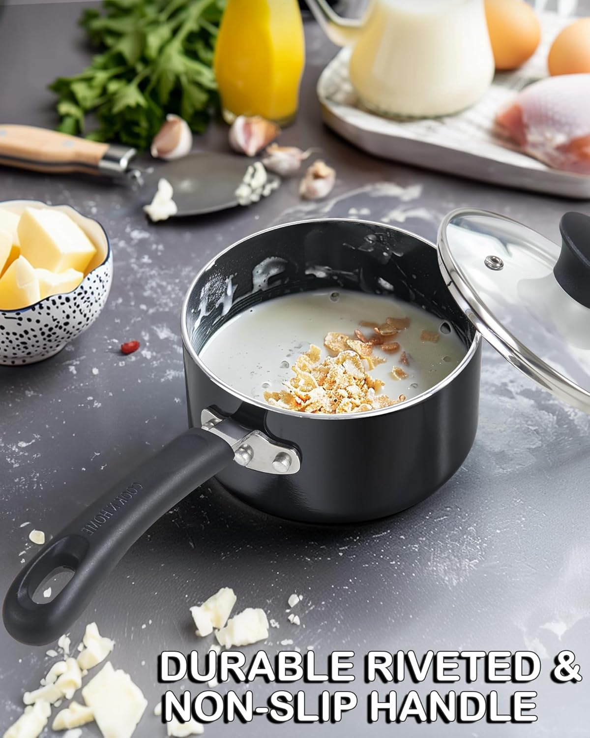Perfect Nonstick 3-Qt Saucepan with Glass Lid