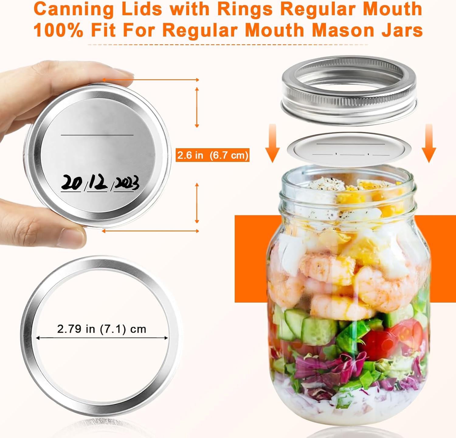 52PCS Mason Jar Lids RingsReusable Airtight Canning Jar lids for Home Kitchen