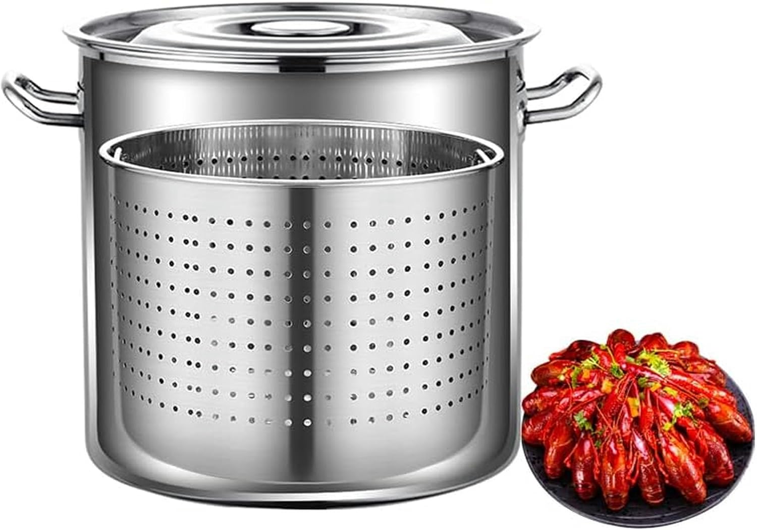 Wzglod Large Crawfish Boil Pot Heavy Duty Stainless Steel Stockpot