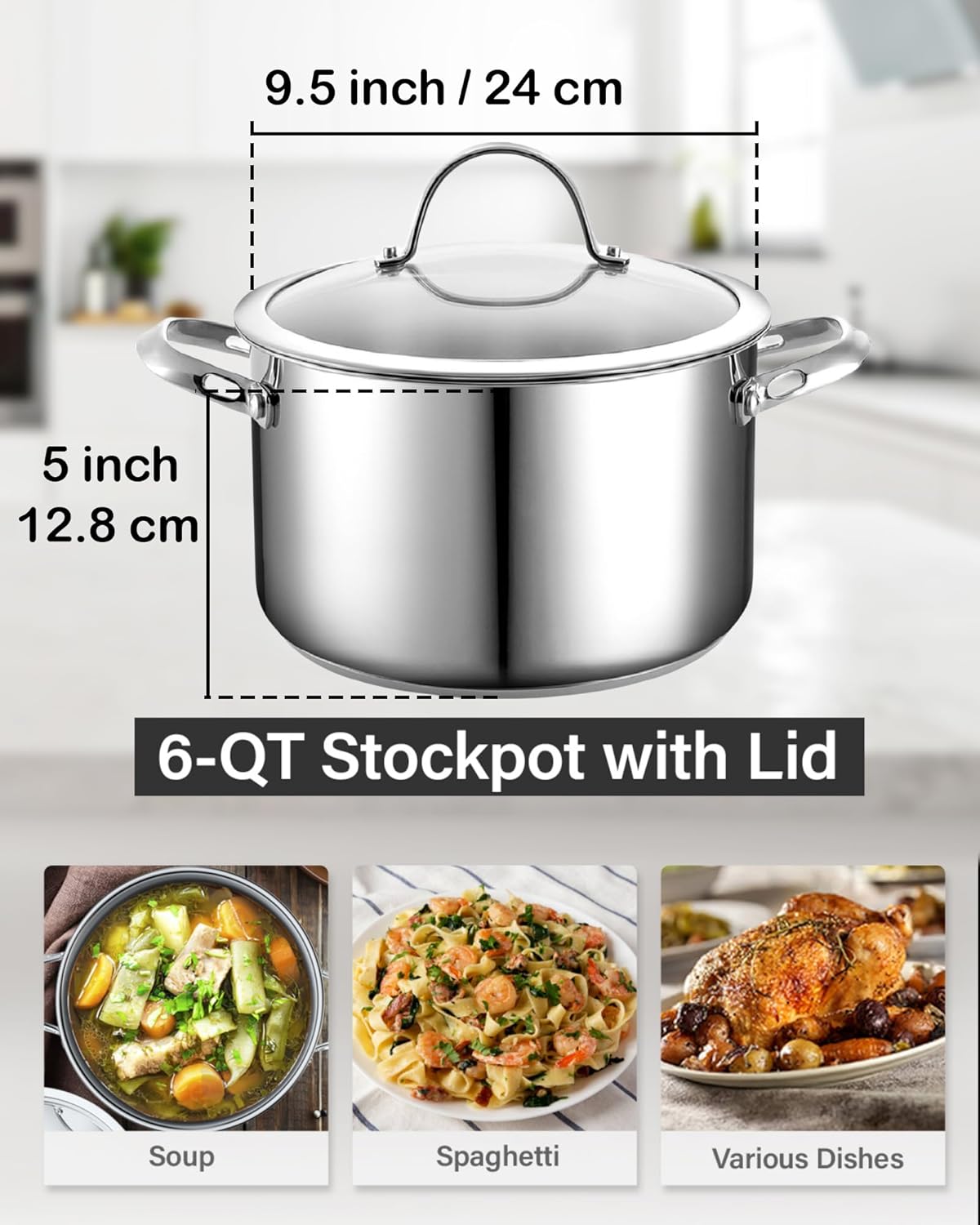 6 Quart Dutch Oven Pot with Glass Lid