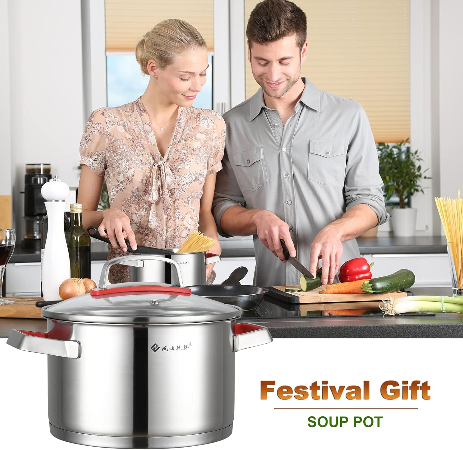 NANFANG BROTHERS 3 Quart Stainless Steel Stock Pot with Glass Lid