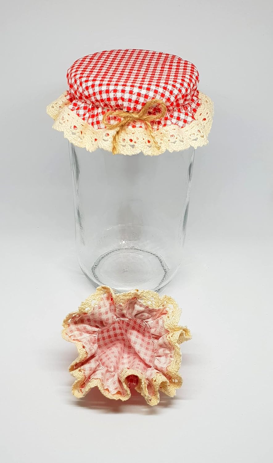 10-Piece Red Gingham Jar Cover Cloth Set