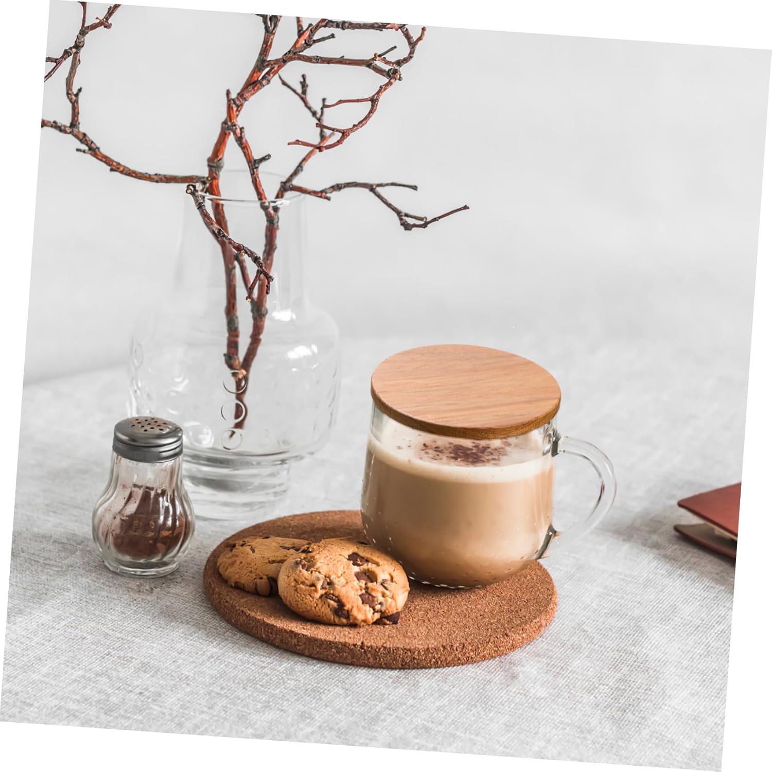 4-Piece Acacia Wooden Lid Set for Warm Drinks