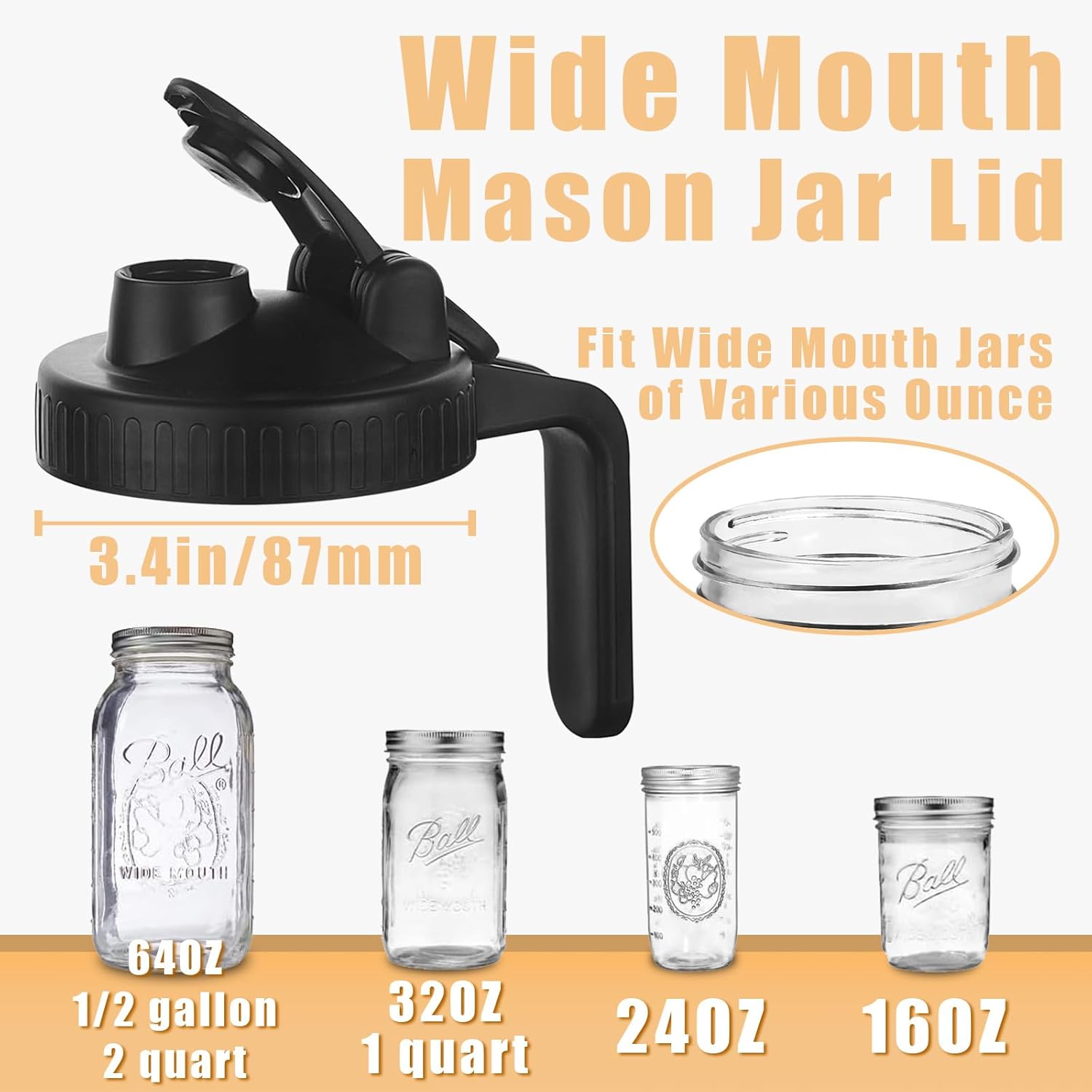 Mason Jar Pour Spout Lid - Leak-Proof Design