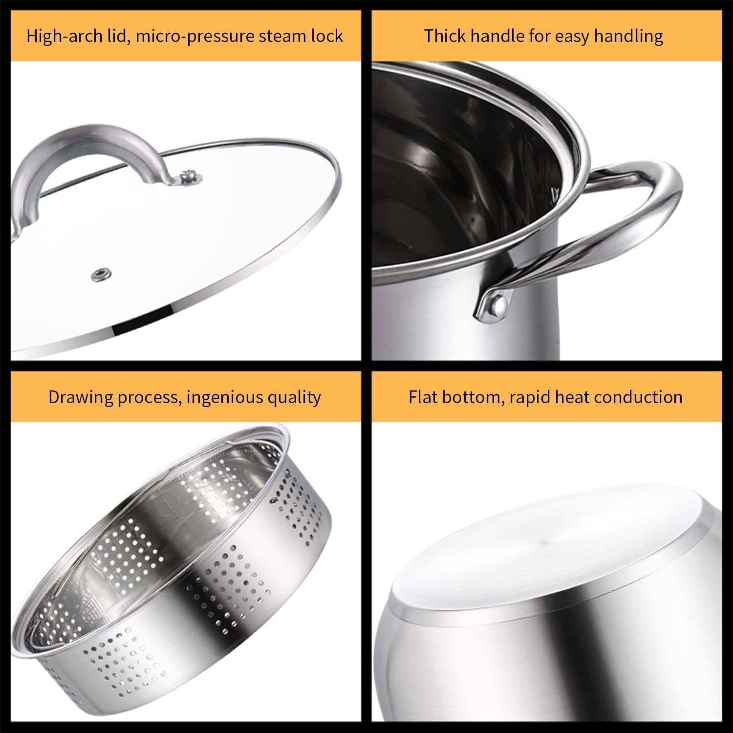 BAKOUSTAR 10 Stainless Steel Stock Pot with Lid