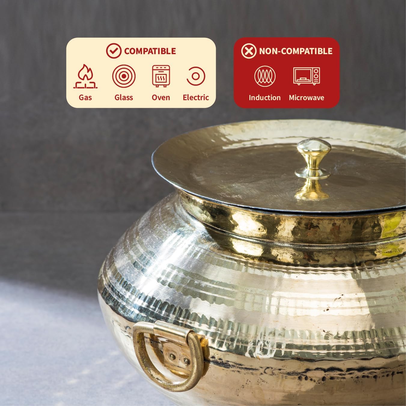 P-TAL Brass Patili 3L with Lid and Handles