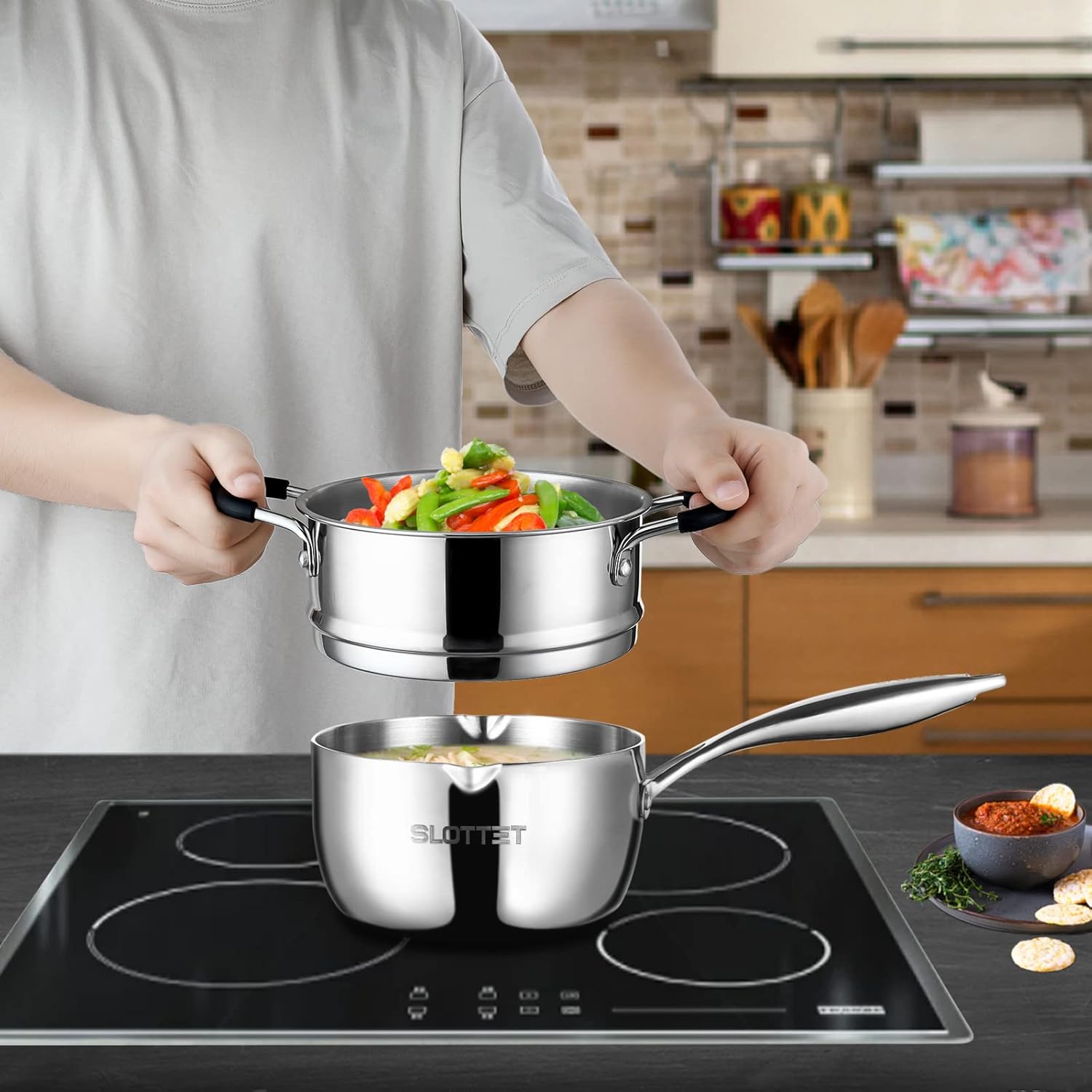 SLOTTET Tri-Ply Stainless Steel Saucepan