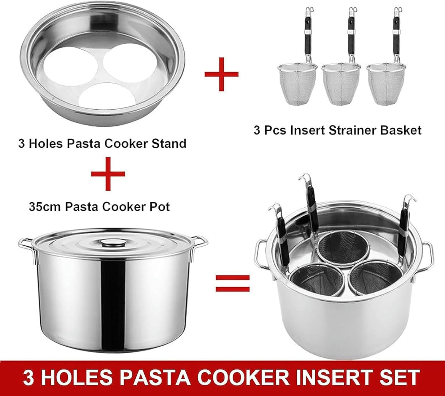 Safe Durable Multi-functional Stainless Steel pasta pot set