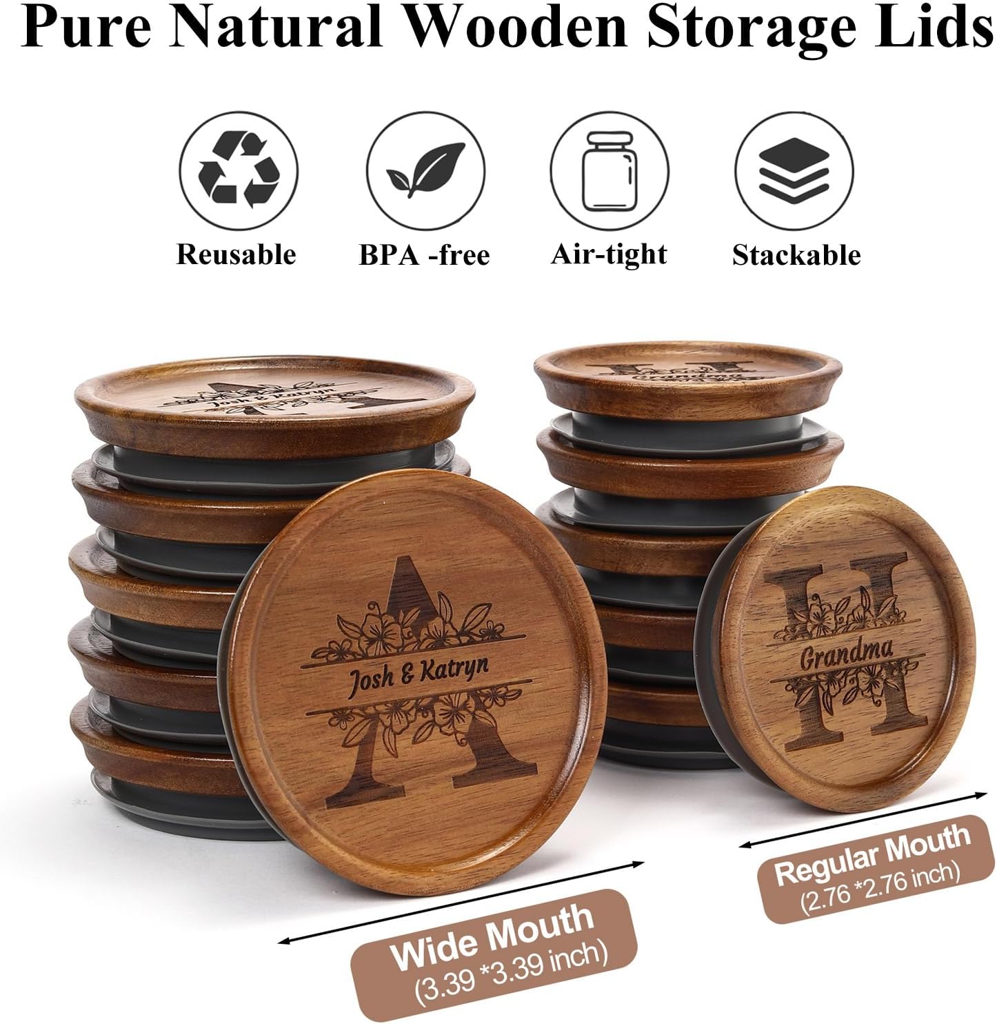 Natural Acacia Mason Jar Lid