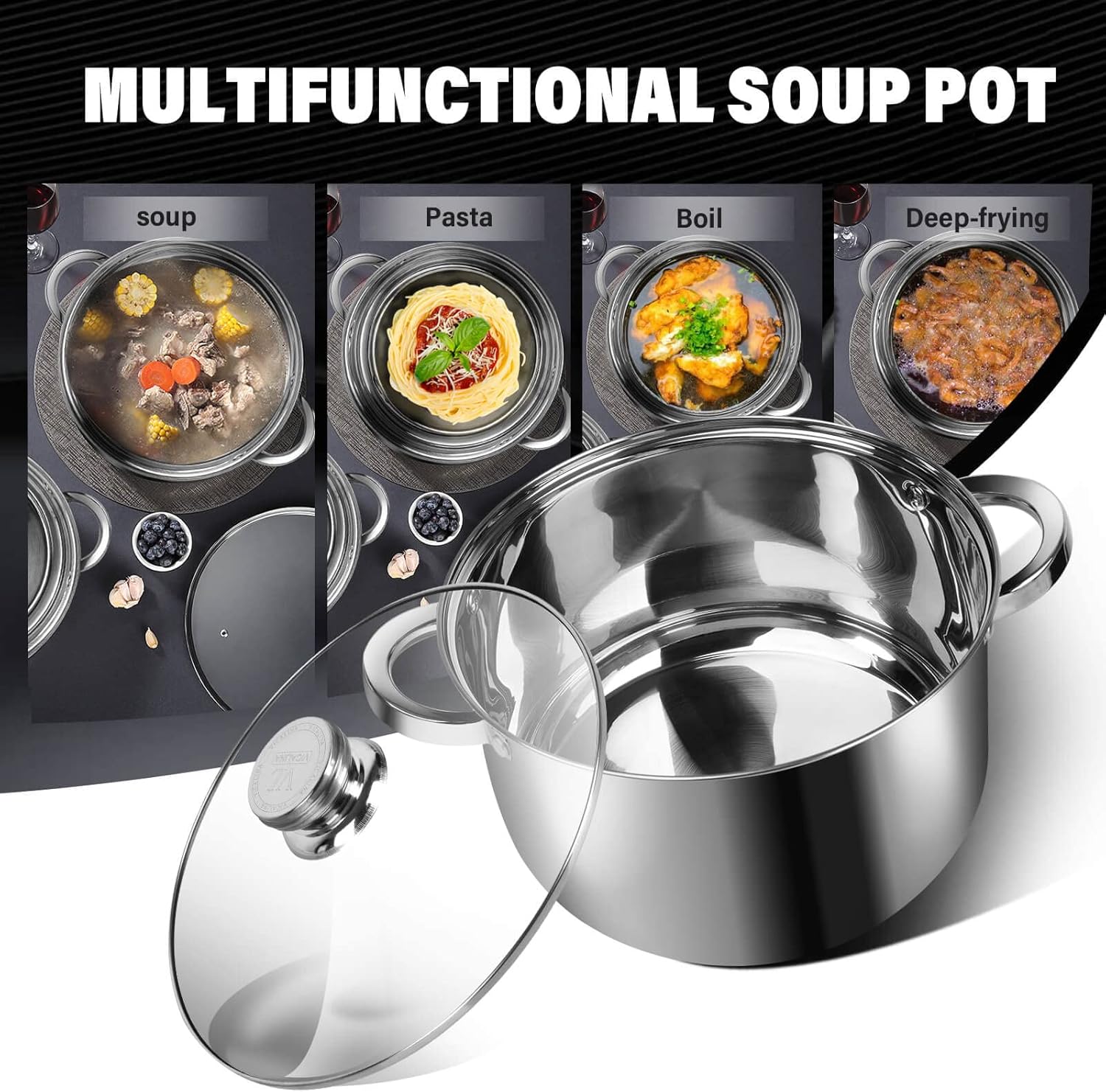 Stainless Steel 10 Quart Stockpot Durable Multifunctional Cooking Pot