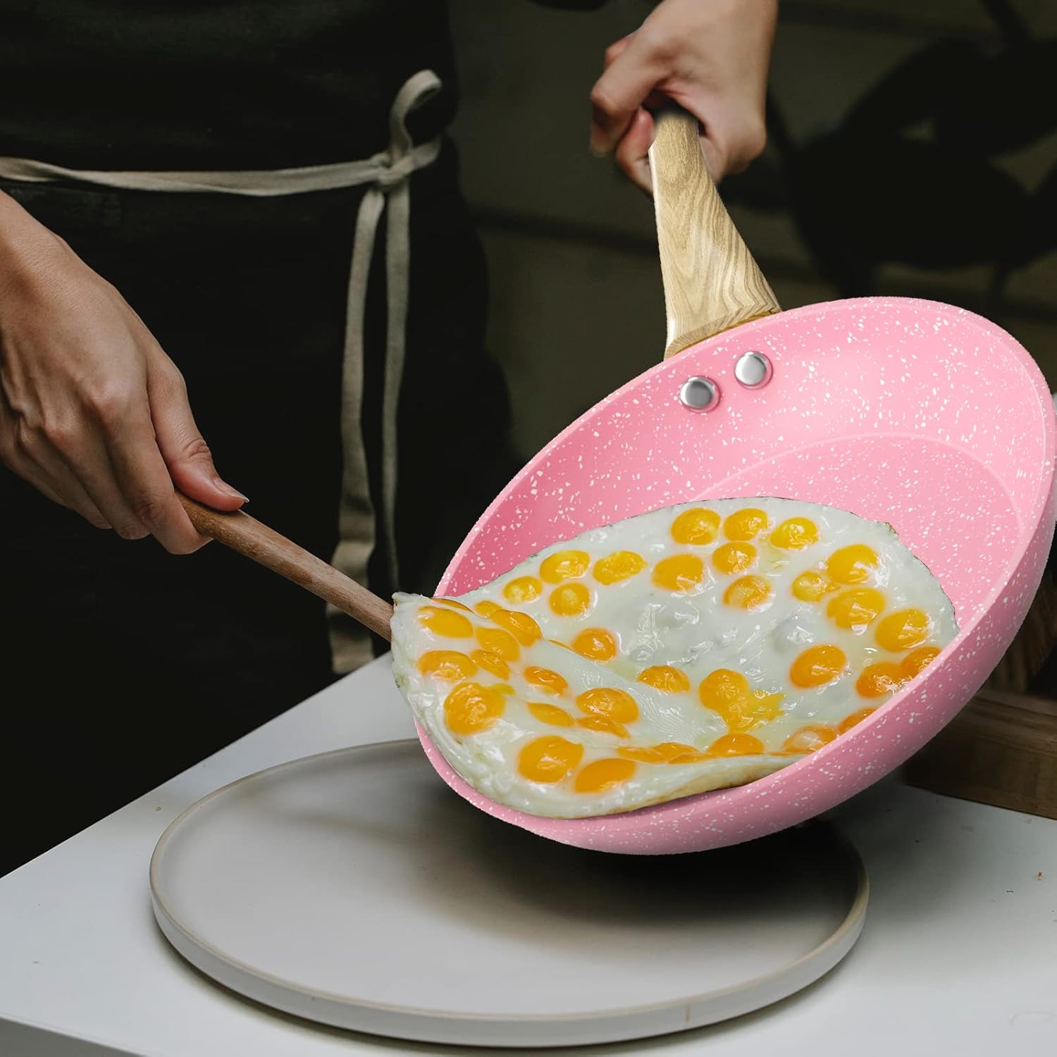 Ultra Nonstick Pink Fry Pan 11 Inch PTFE-Free