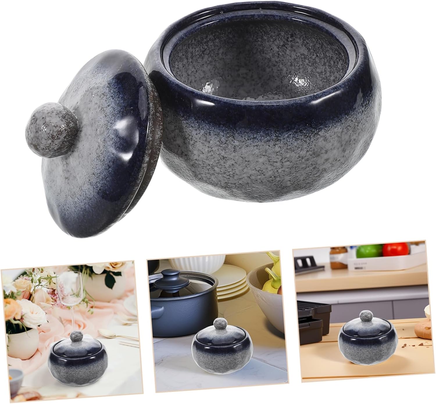 BESTOYARD Japanese Ceramic Stew Pot with Lid for Single Serving