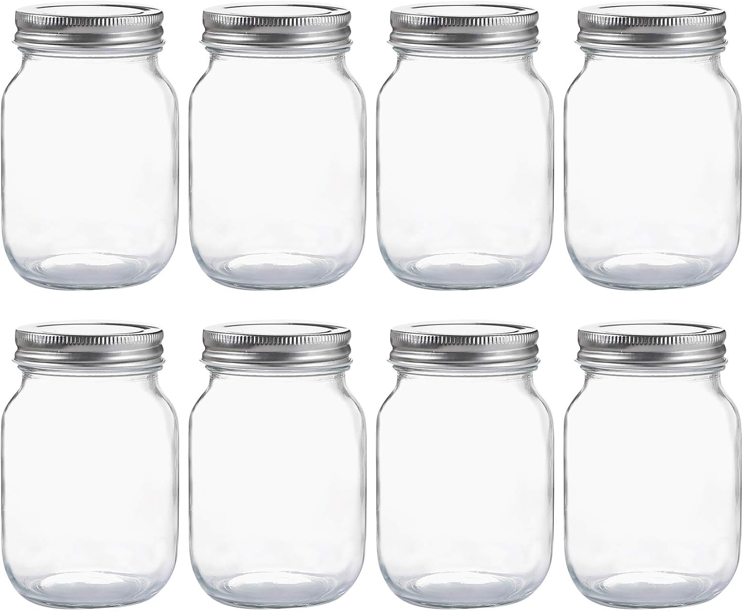 8-Piece Yingerhuang Glass Mason Jars with Silver Lids