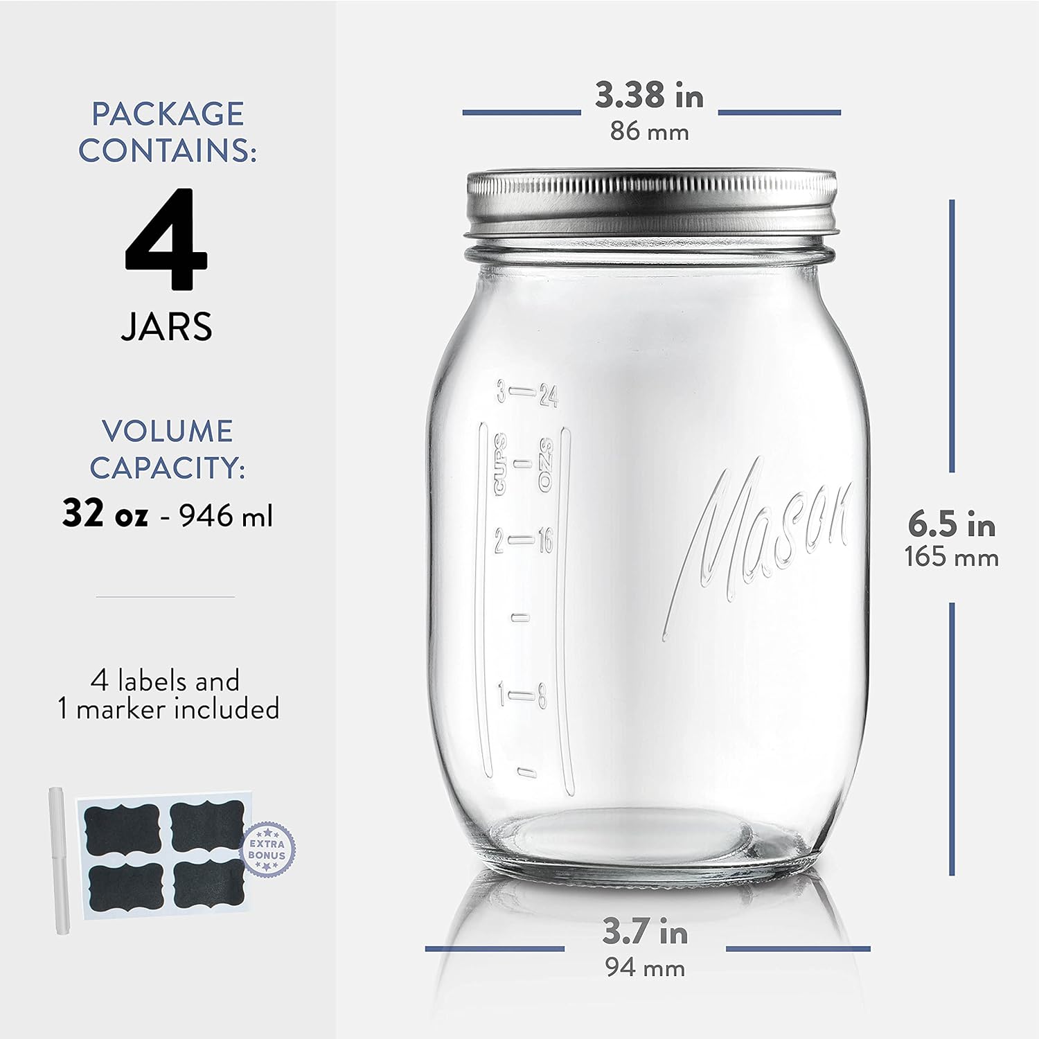 4-Pack Mason Jars with lids - Home Kitchen Canning Preserving _same_day