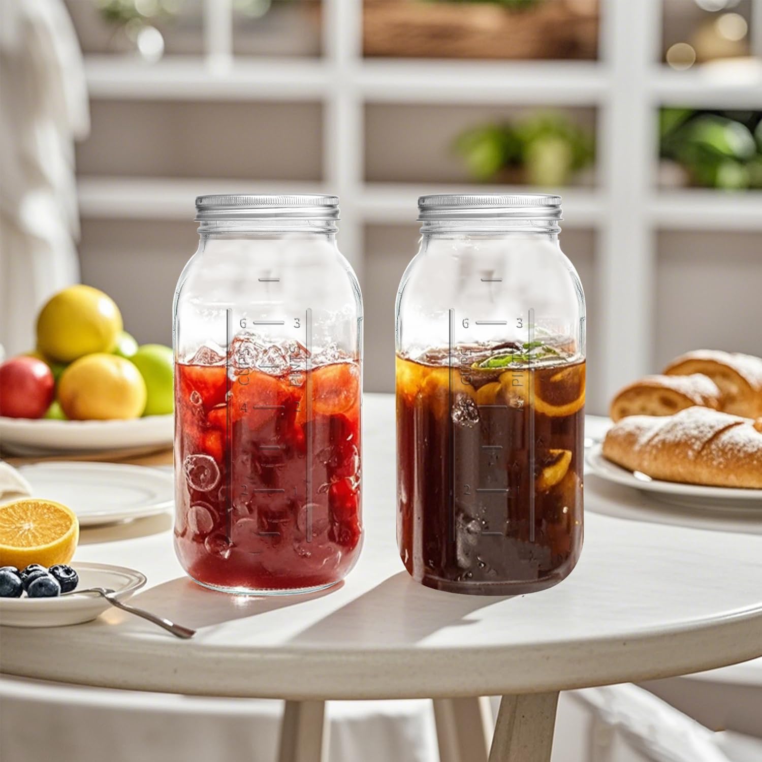 eleganttime 64 oz Wide Mouth Mason Jar 3 Pack