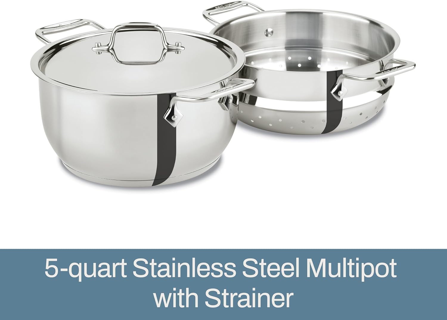 Stainless Steel Cookware 5-QT Badass Stockpot with Strainer and Handle