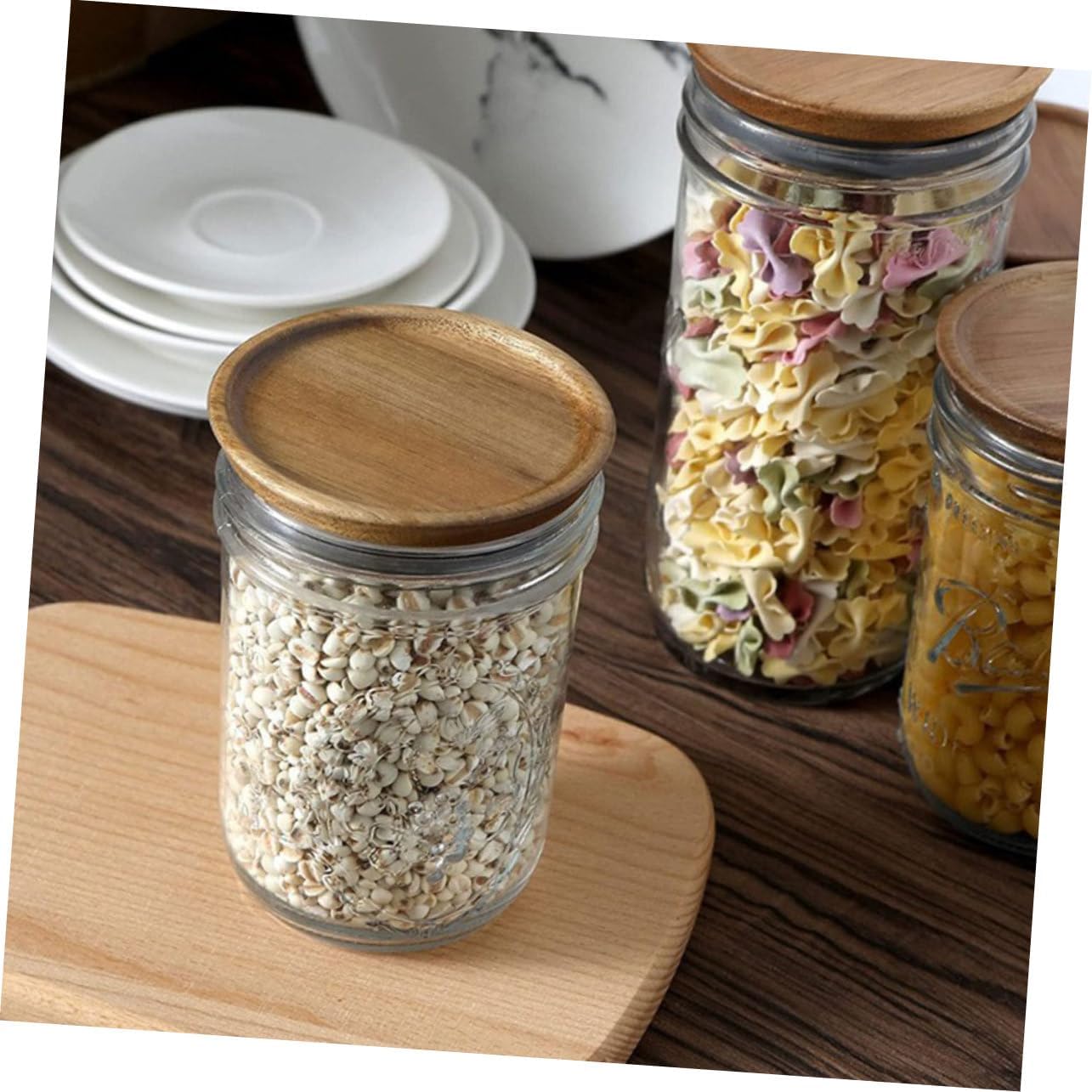 Zerodeko 2pcs Wooden Mason Jar Lids with Silicone Seal