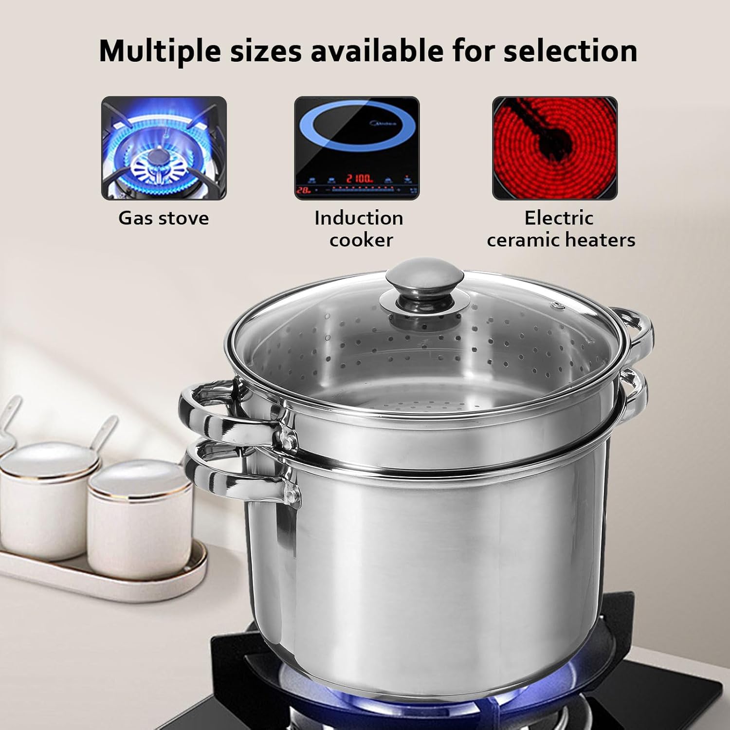Stainless Steel Stock Pot with Lid and Basket