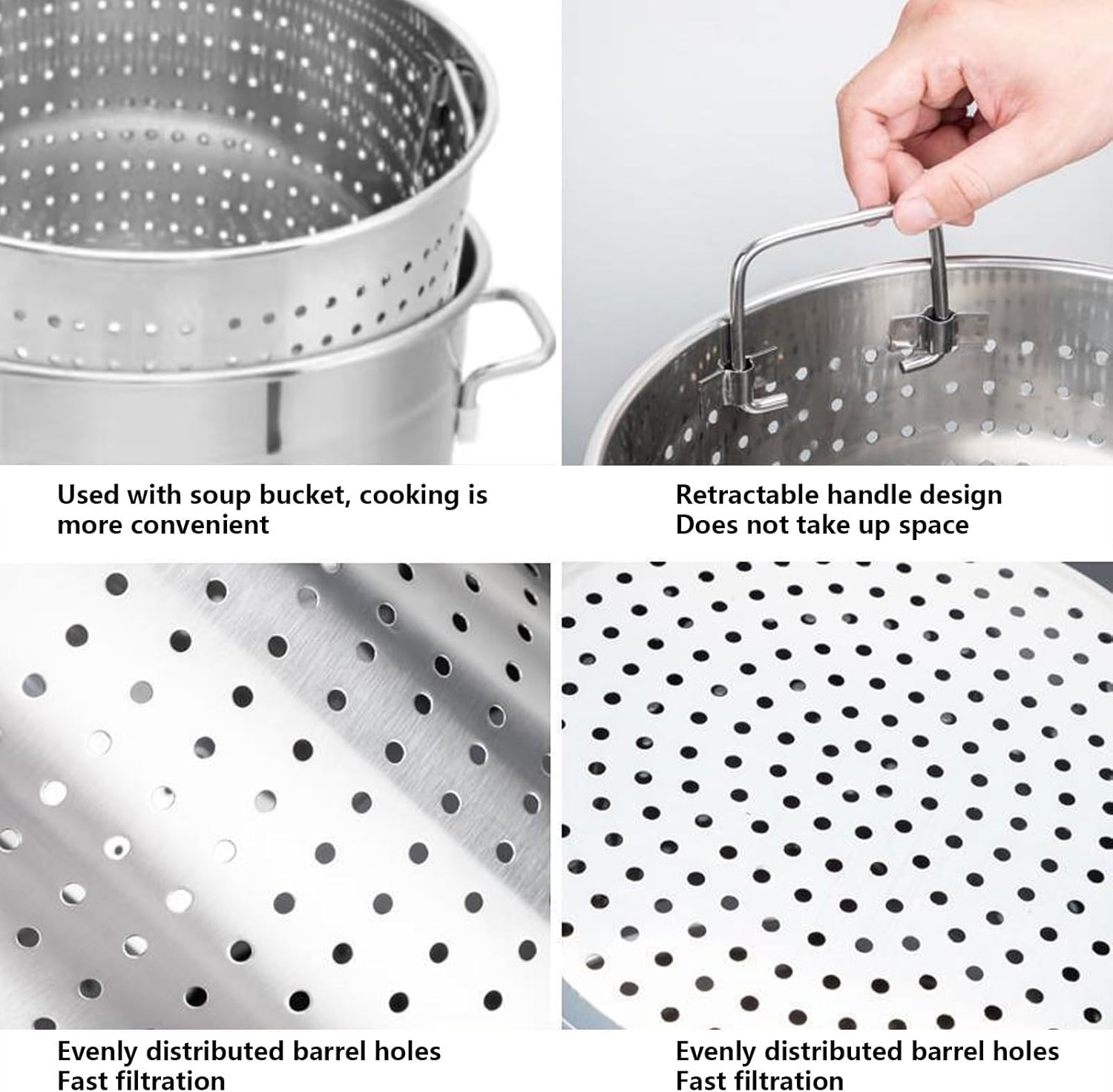 Sturdy Stainless Steel Boil Pot with Basket 45QT Seafood Cooking Pot Boil Fry