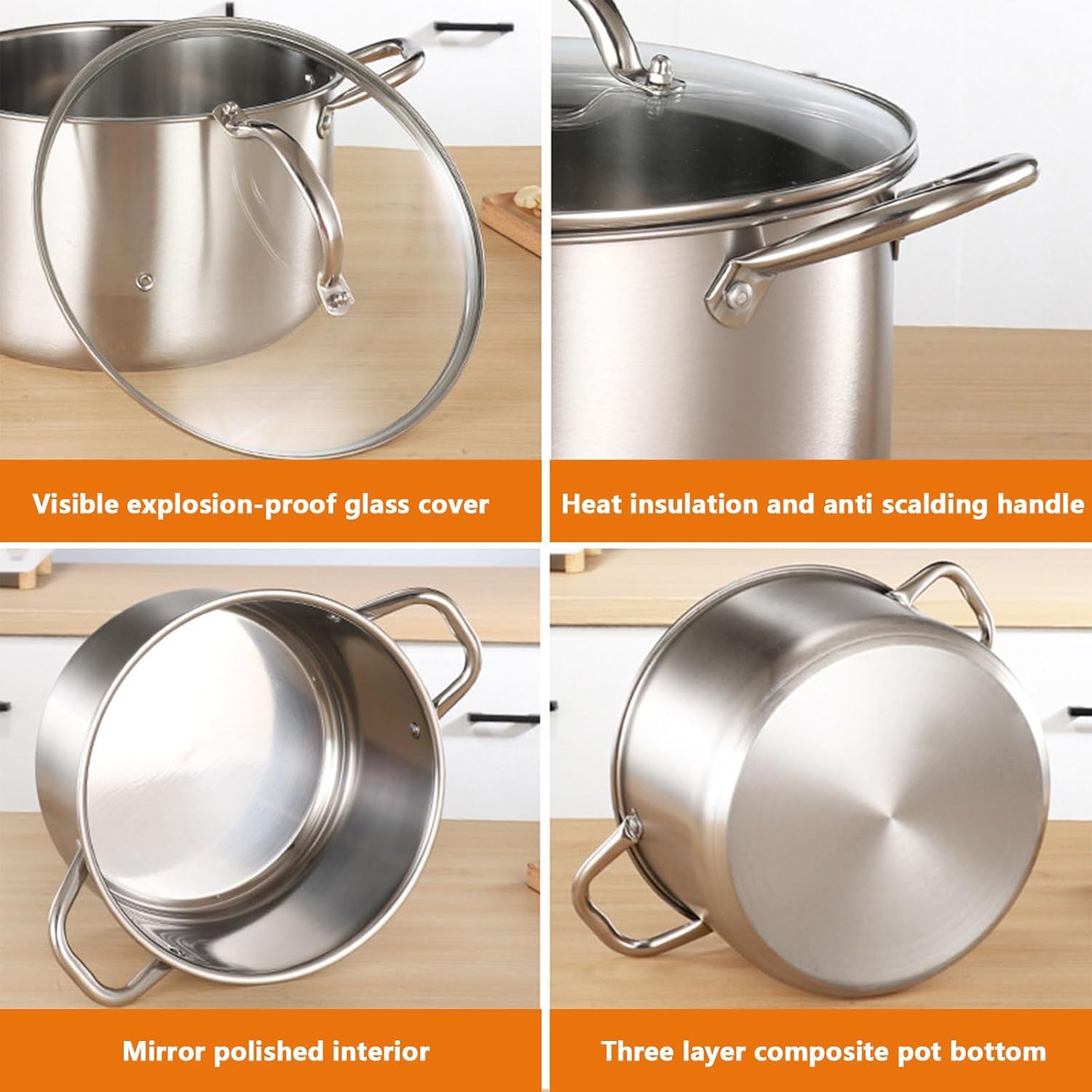 High-Quality 304 SS Stockpot with Lid