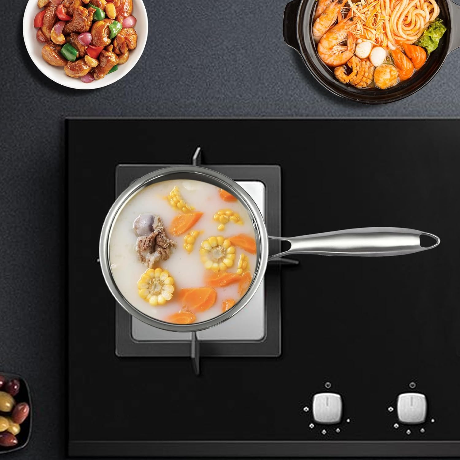 Versatile Stainless Steel Saucepan with Steamer Basket