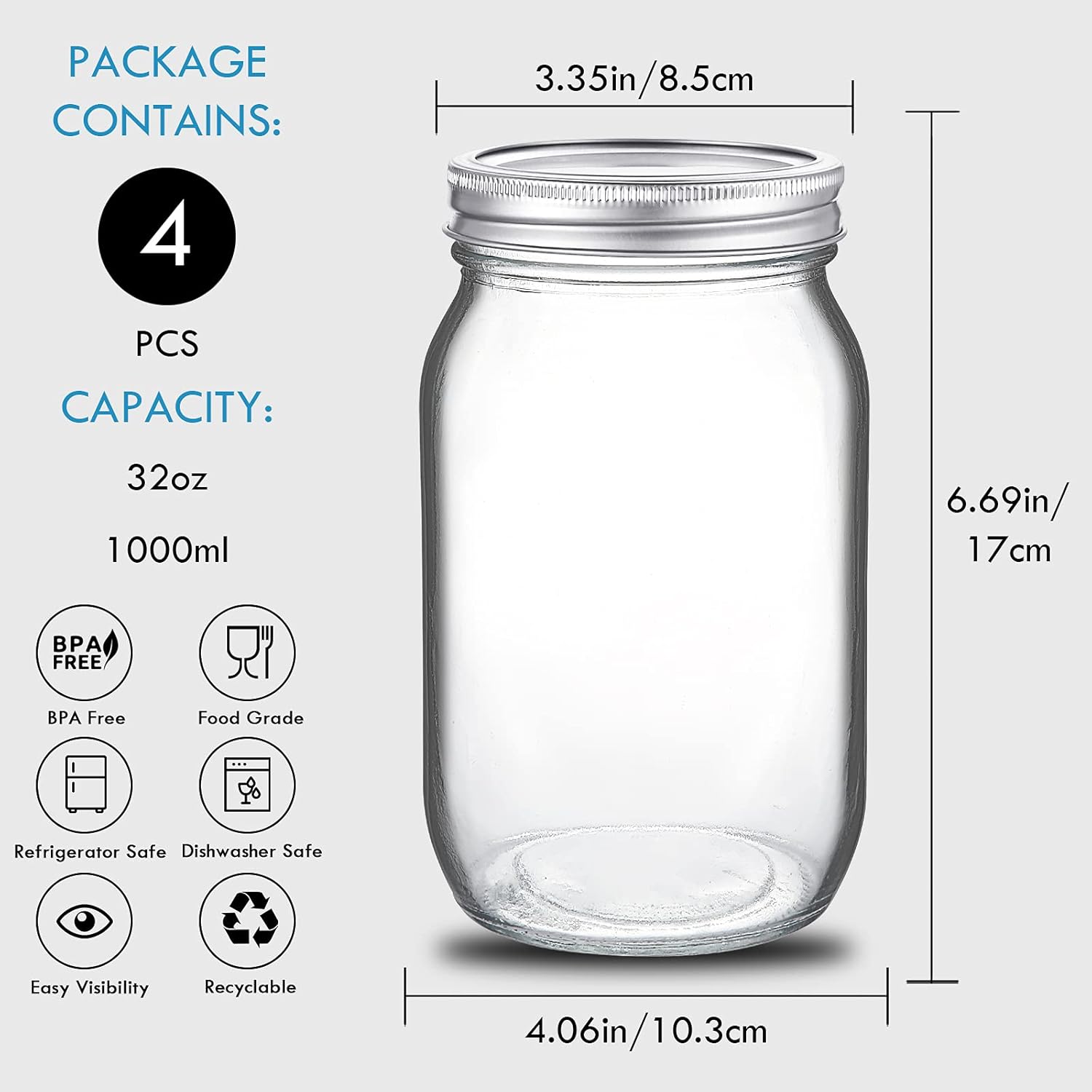 Wide Mouth Mason Jars for Preserving Cooking