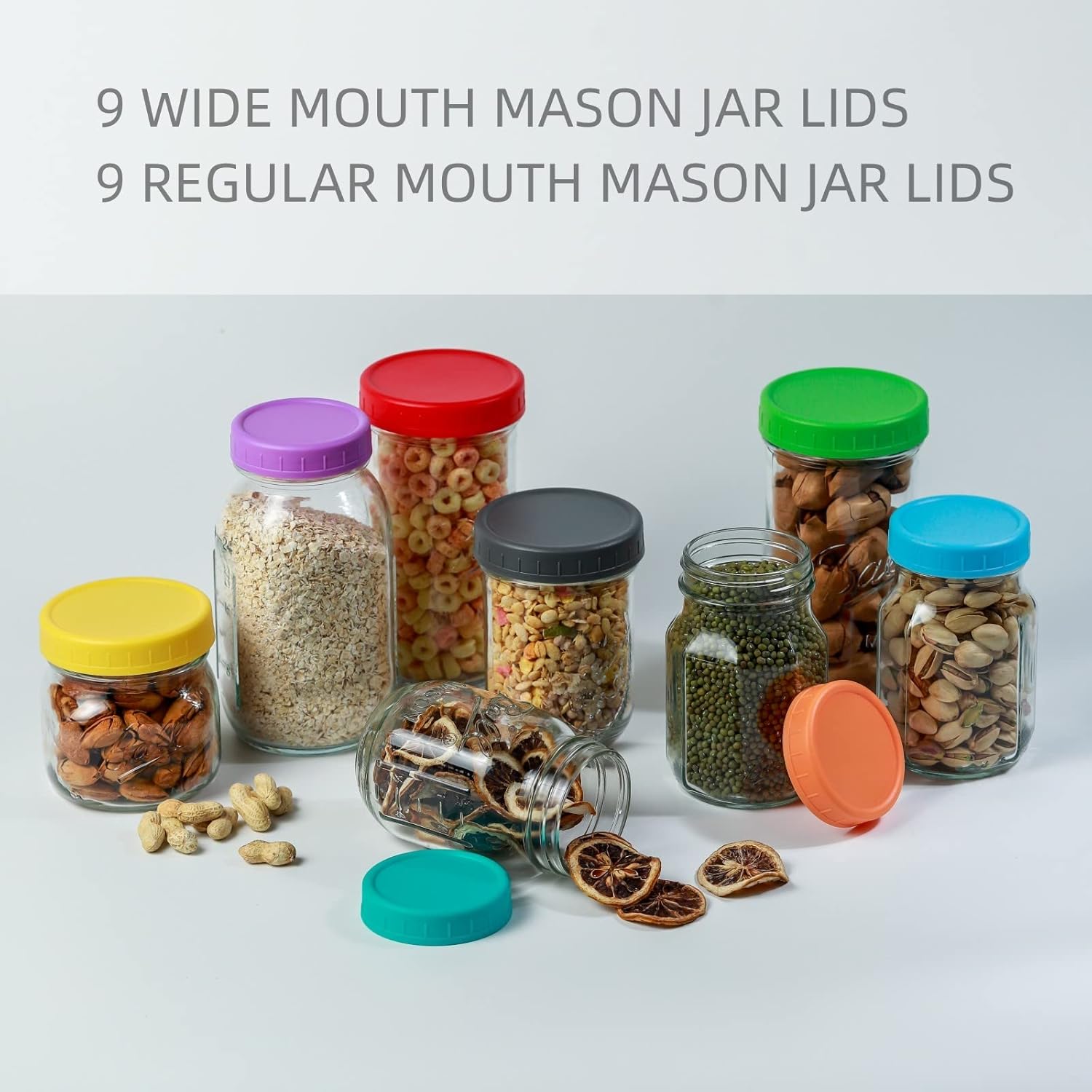 18 Red Mason Jar Lid Set with Silicone Rings