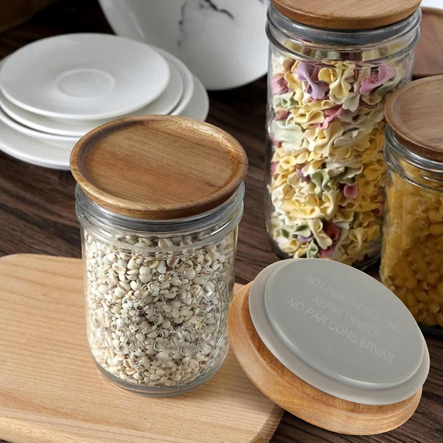 12PCS Acacia Wooden Mason Jar Lids