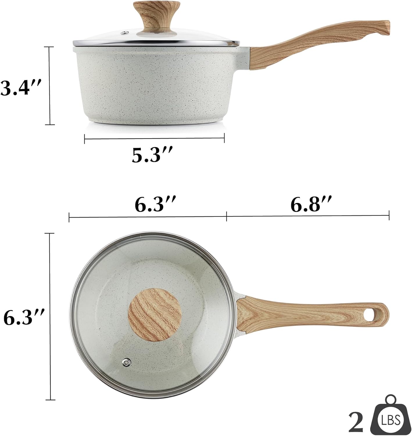 Senssar White Ceramic 15QT nonstick saucepan with lid induction compatible PFAS-free