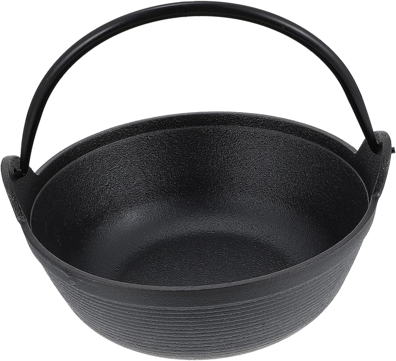 1pc Thick Cast Iron Saucepan with Strainer Deck and Lid Black