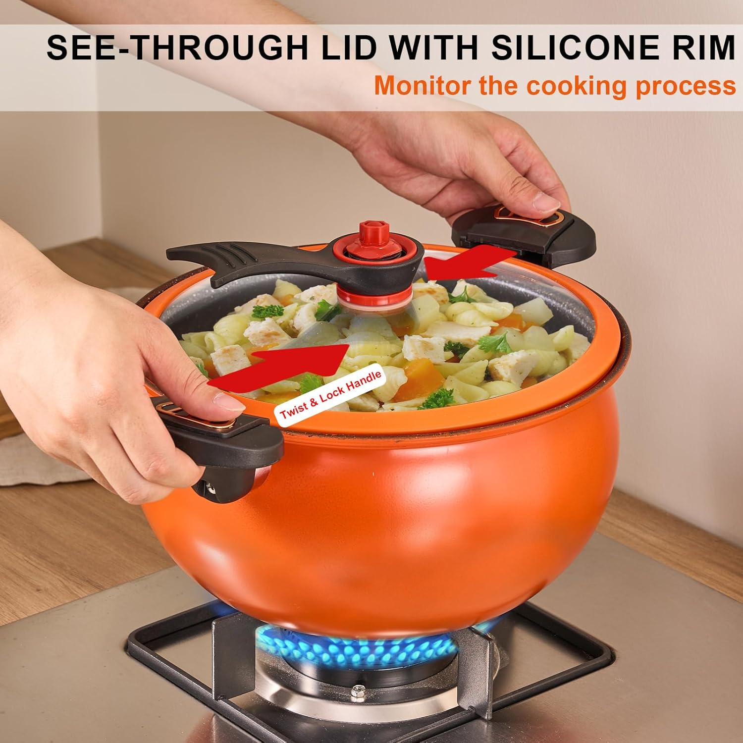 8 Qt Orange Stock Pot with Lid