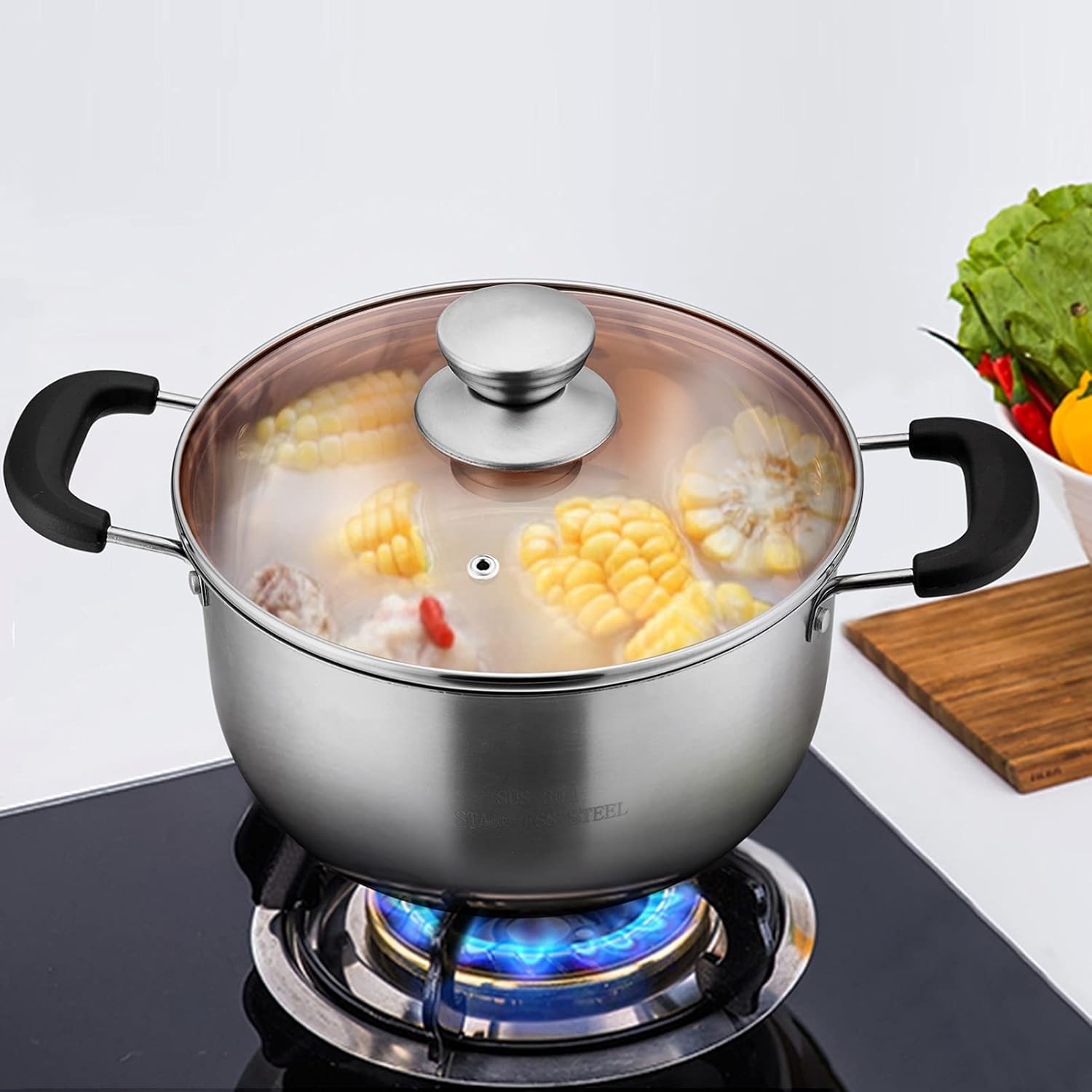 TeamFar 3 Quart Stock Pot Stainless Steel