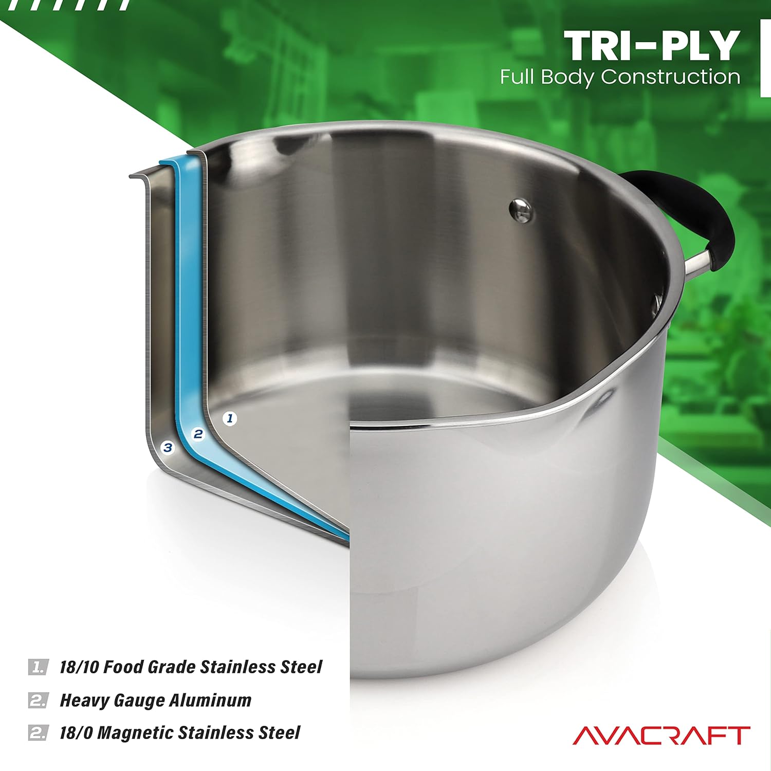 6 qt 1810 SS Stockpot with Glass Lid