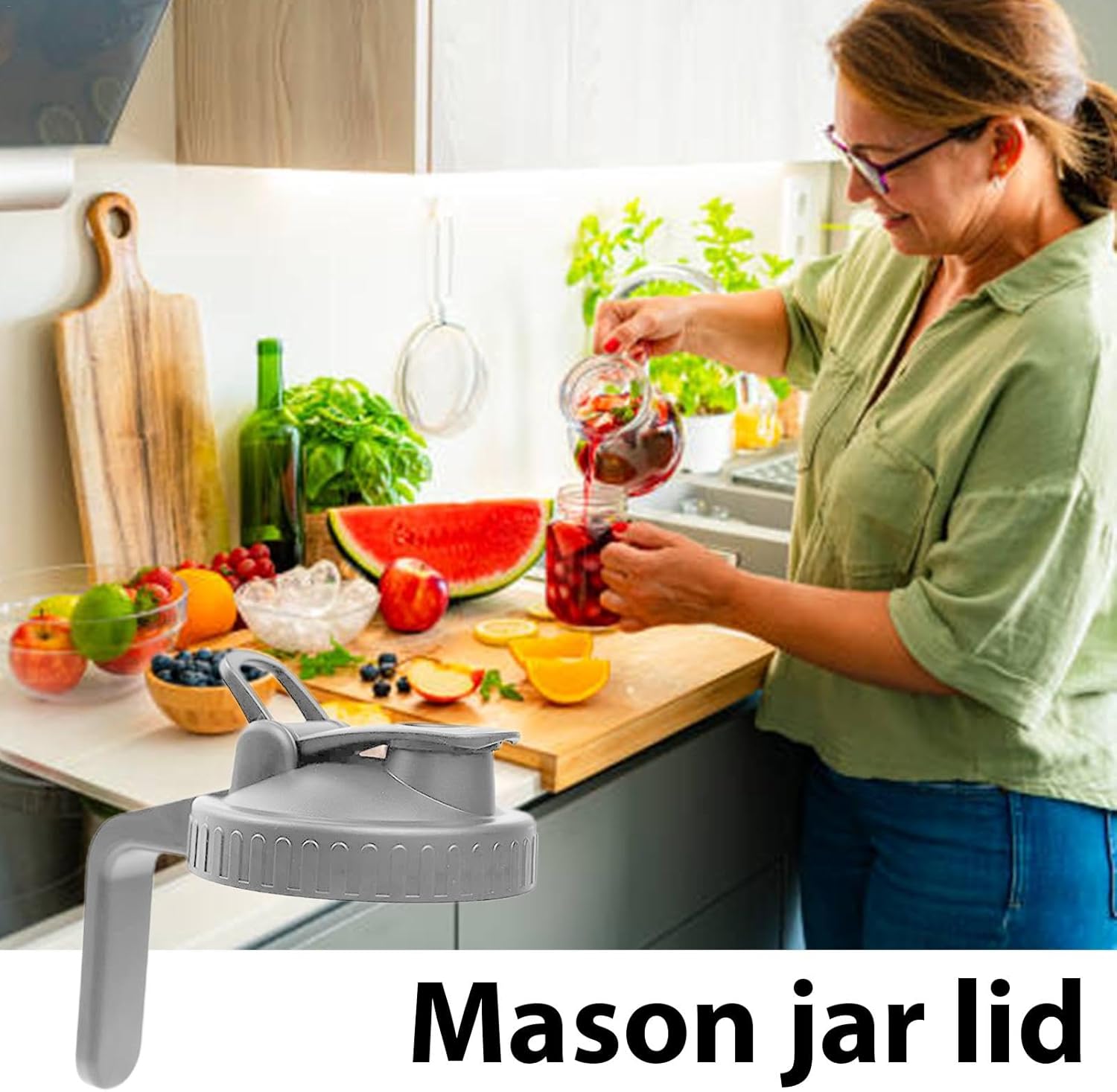Perfect for Canning 2-Pack Airtight Mason Jar lids with Handle