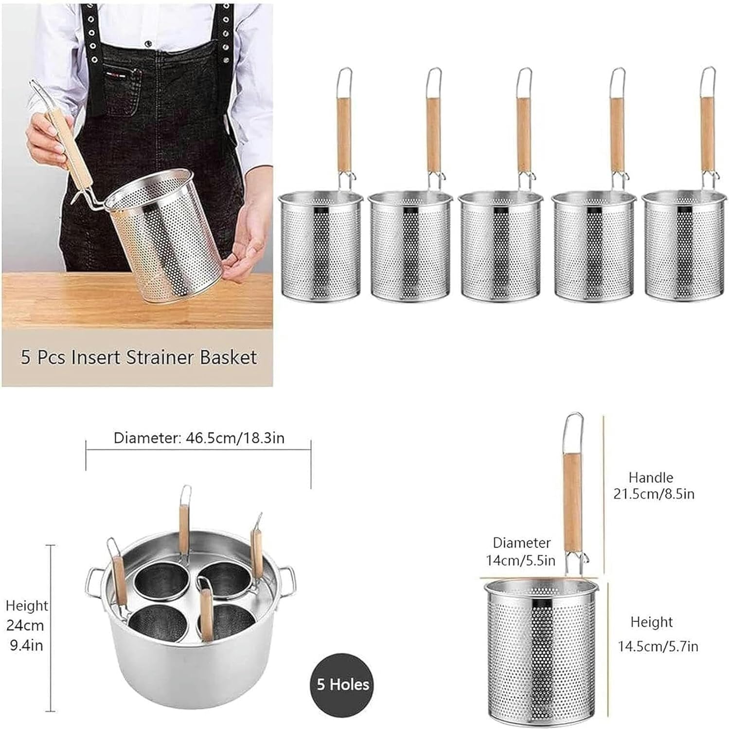 Sturdy Stainless Steel Pasta Cooker Set for Home Commercial Use