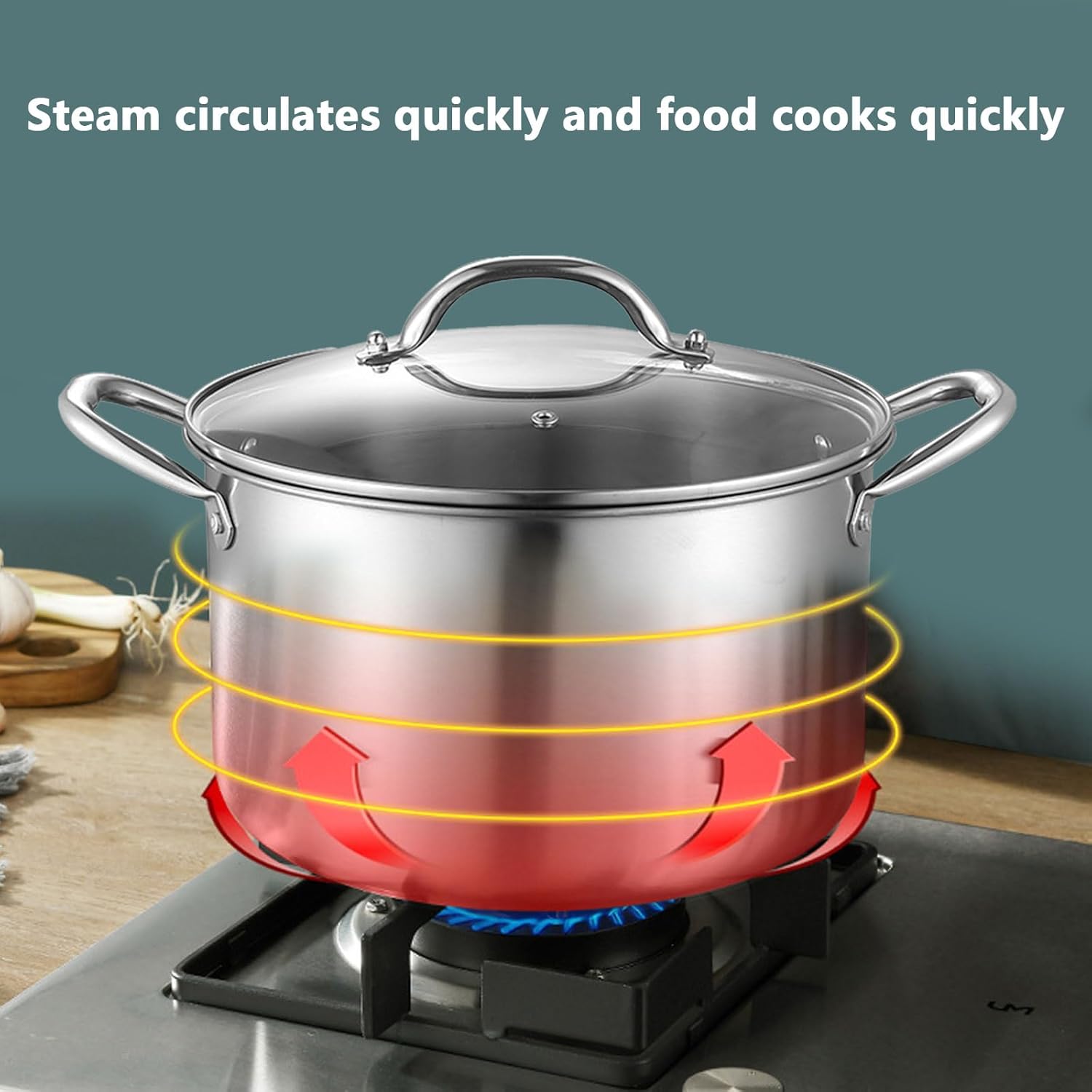 AIZYR Stainless Steel Multifunctional Soup Pot Durable Thick Bottom for Hotpot