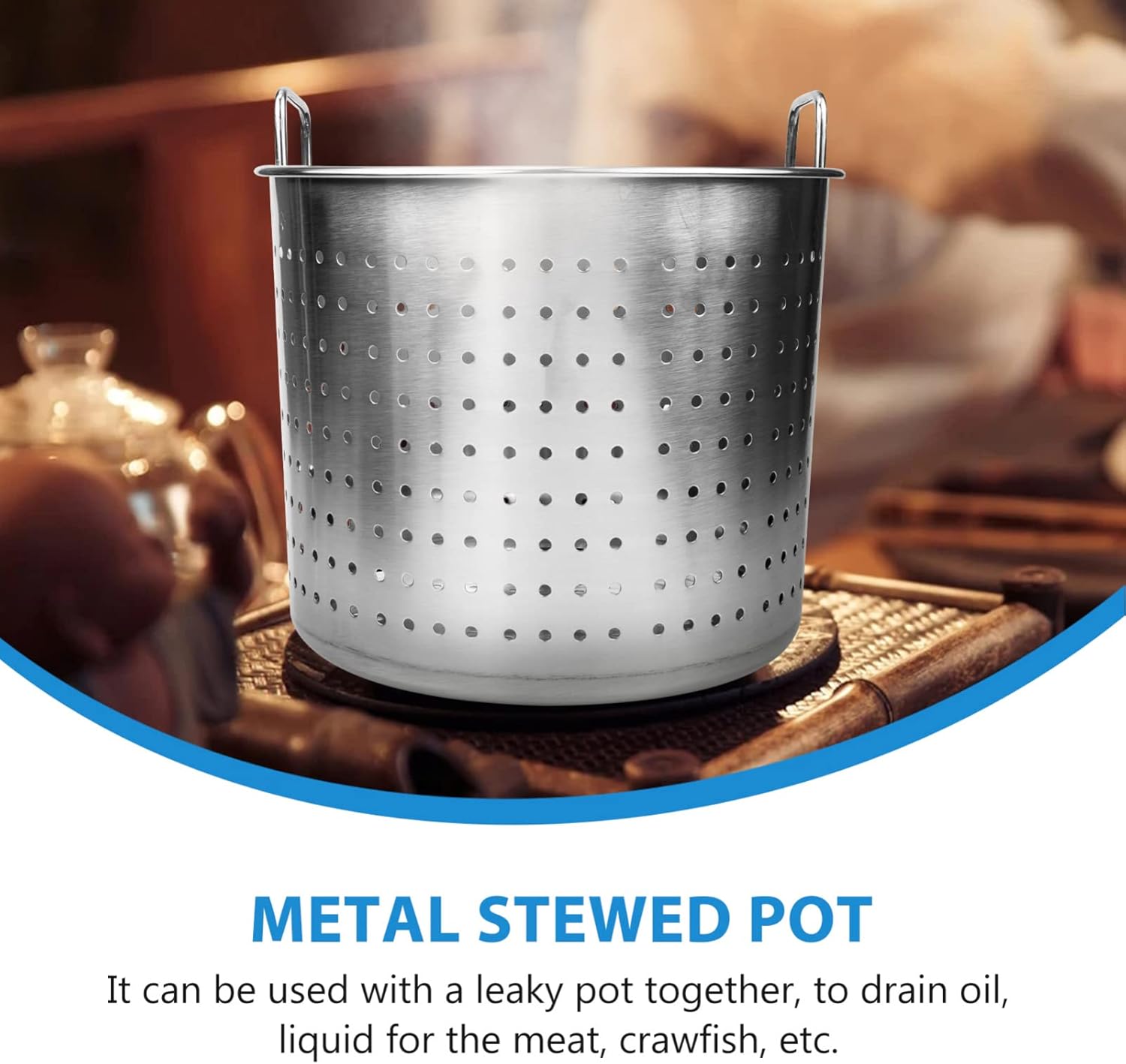 UPKOCH Stainless Steel Stock Pot Insert Steamer Basket Perfect for Boiling Seafood