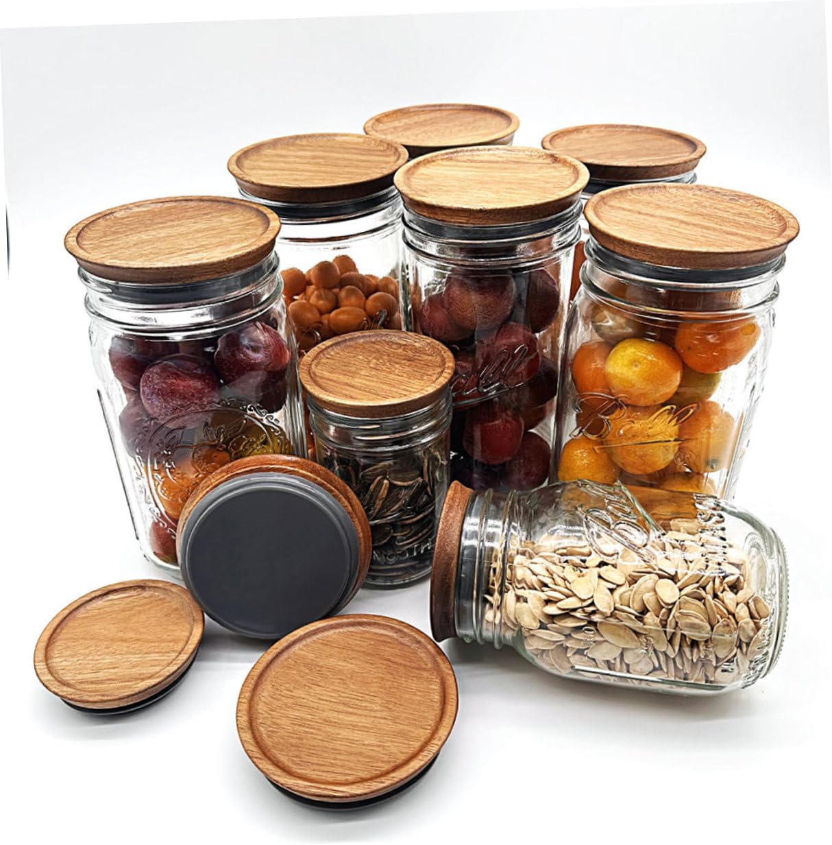 STOBAZA 2 Wooden Mason Jar Lids