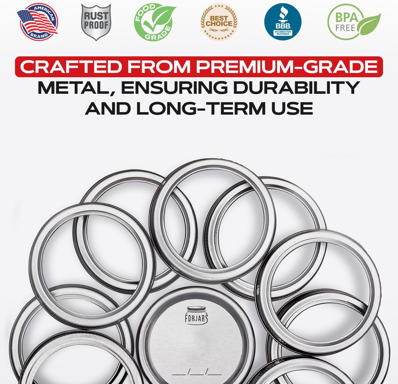 FORJARS 100-Piece Set of Wide Mouth Canning Rings