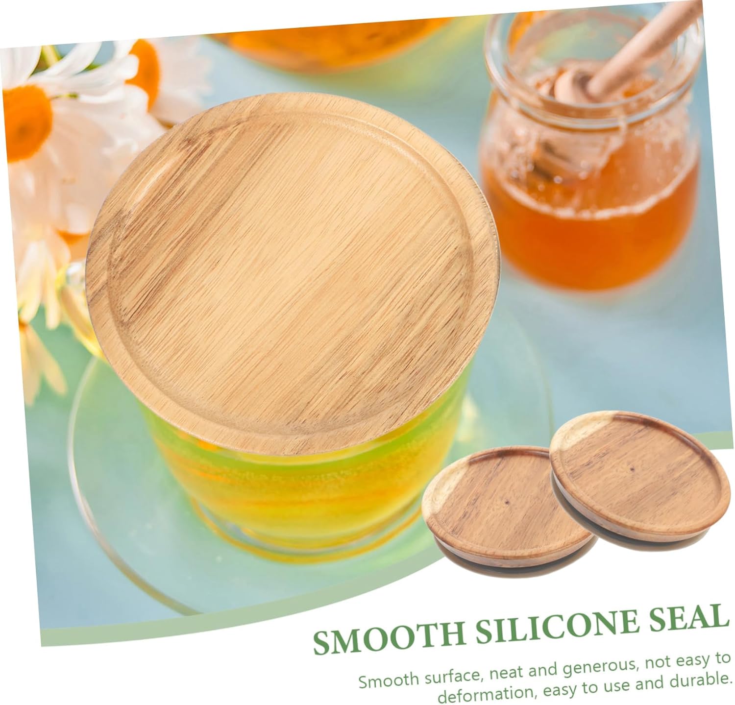 4pcs Wide Mouth Wooden Storage Lids for Mason Jars