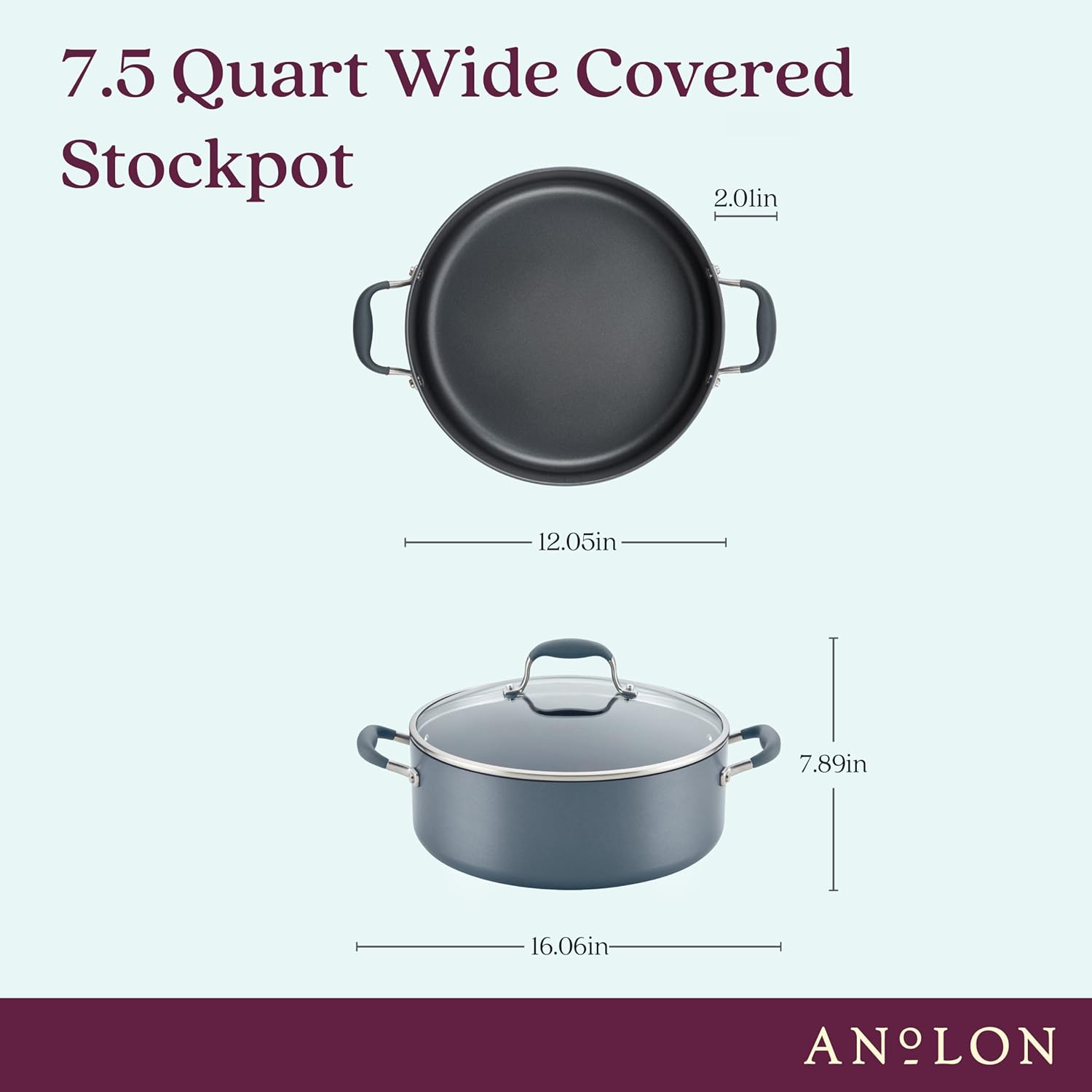 Anolon Advanced Home Hard-Anodized Nonstick Wide Stock Pot Moonstone