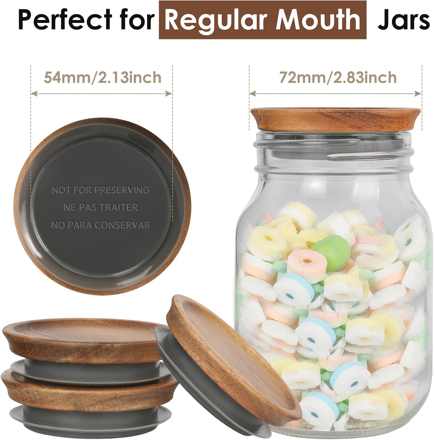 Saiveina 6-Pack Regular Mouth Lids for Mason Jars