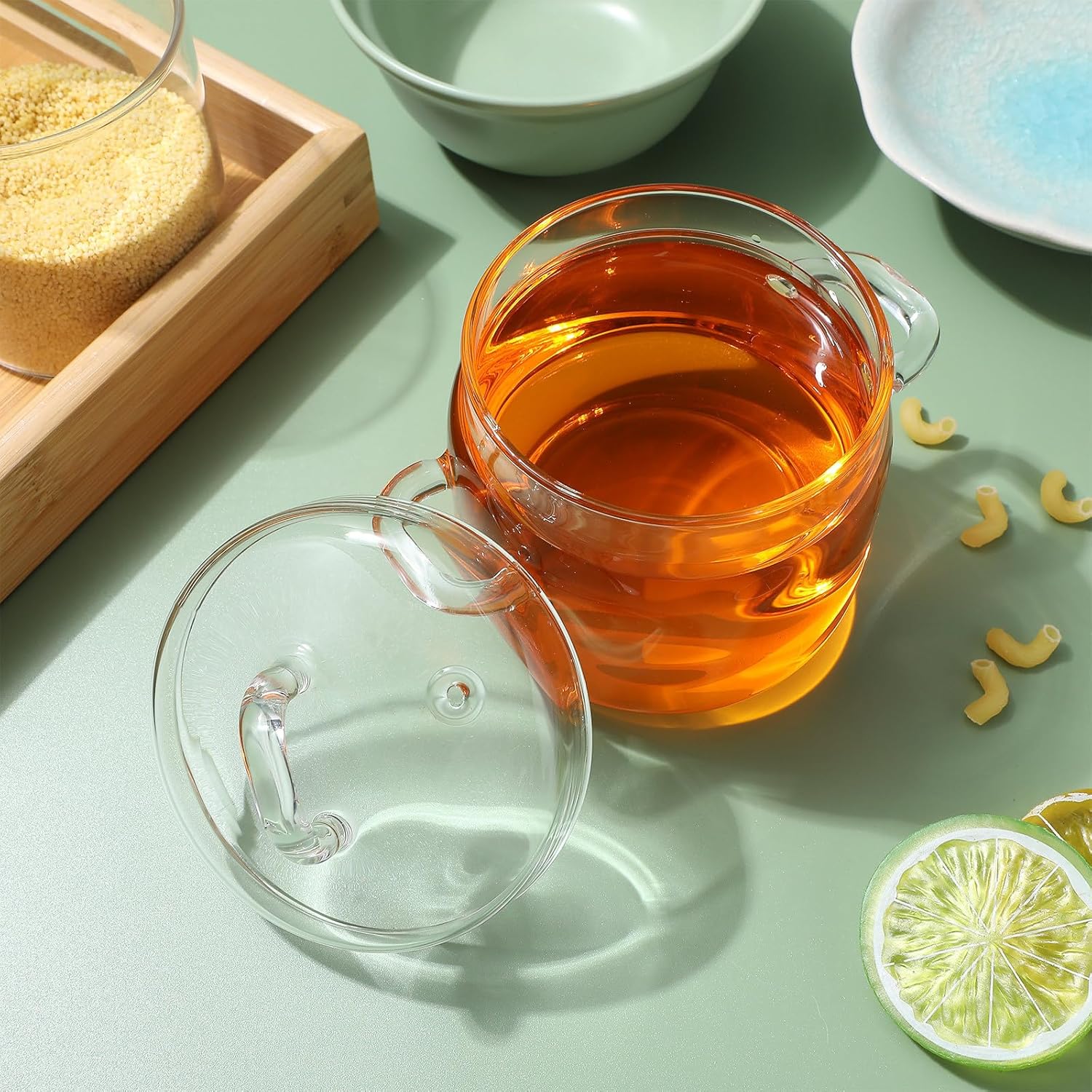 SHERCHPRY Clear Glass Stockpot with Lid for Home and Kitchen Use