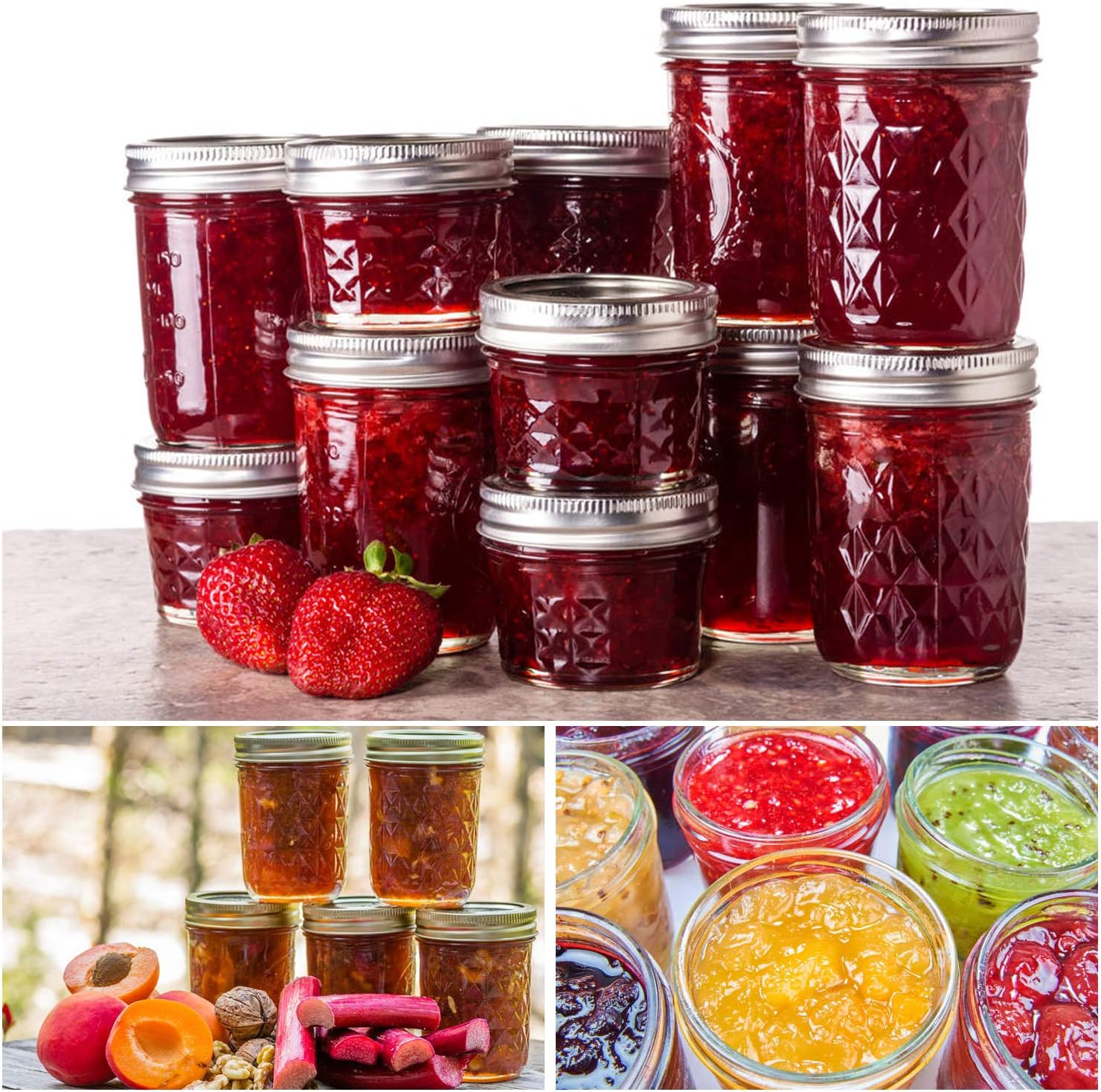 Mason Jars Set - 24 pack with Regular Lids